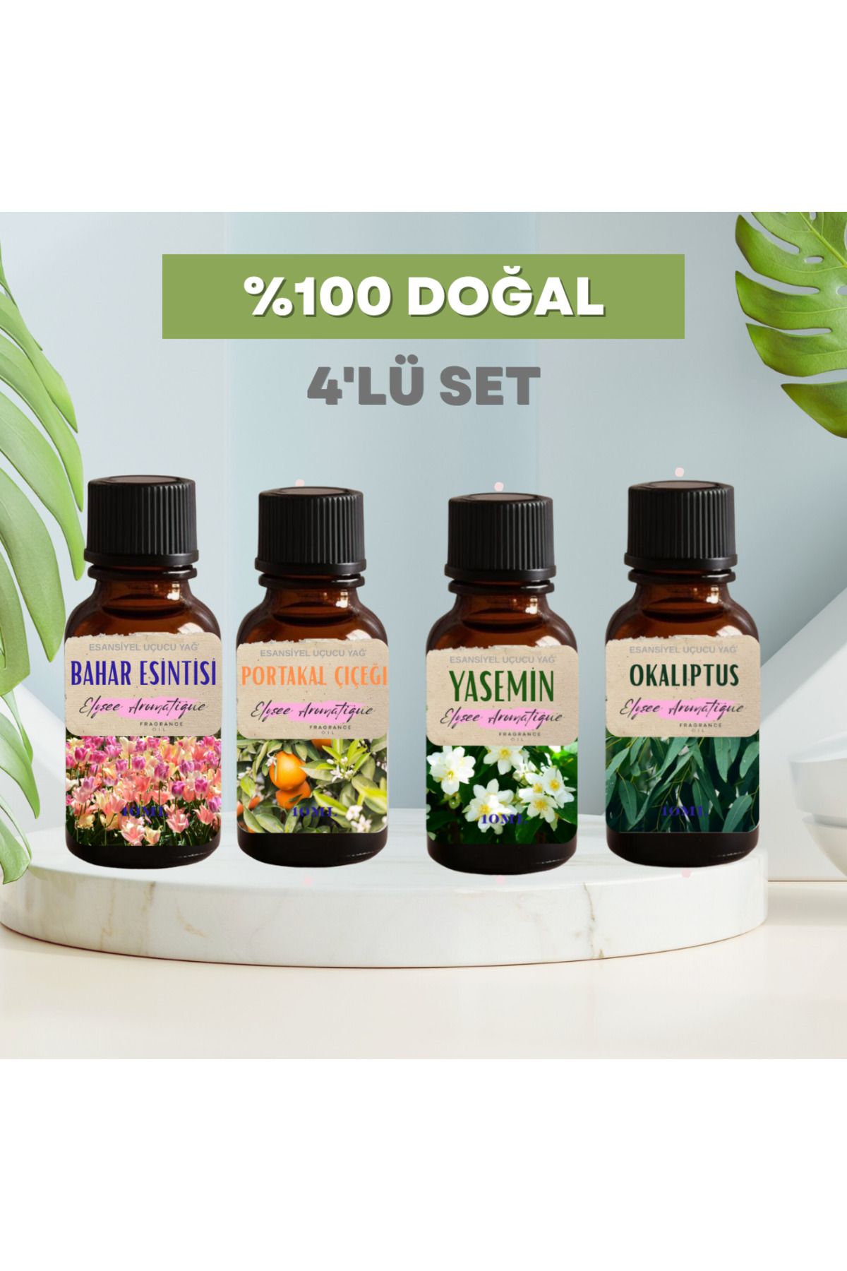 Elysee Aromatique 4'lü Set Esansiyel Uçucu Koku Yağı Difüzör Esansı Buhurdanlık Yağı Aromaterapi Yağı