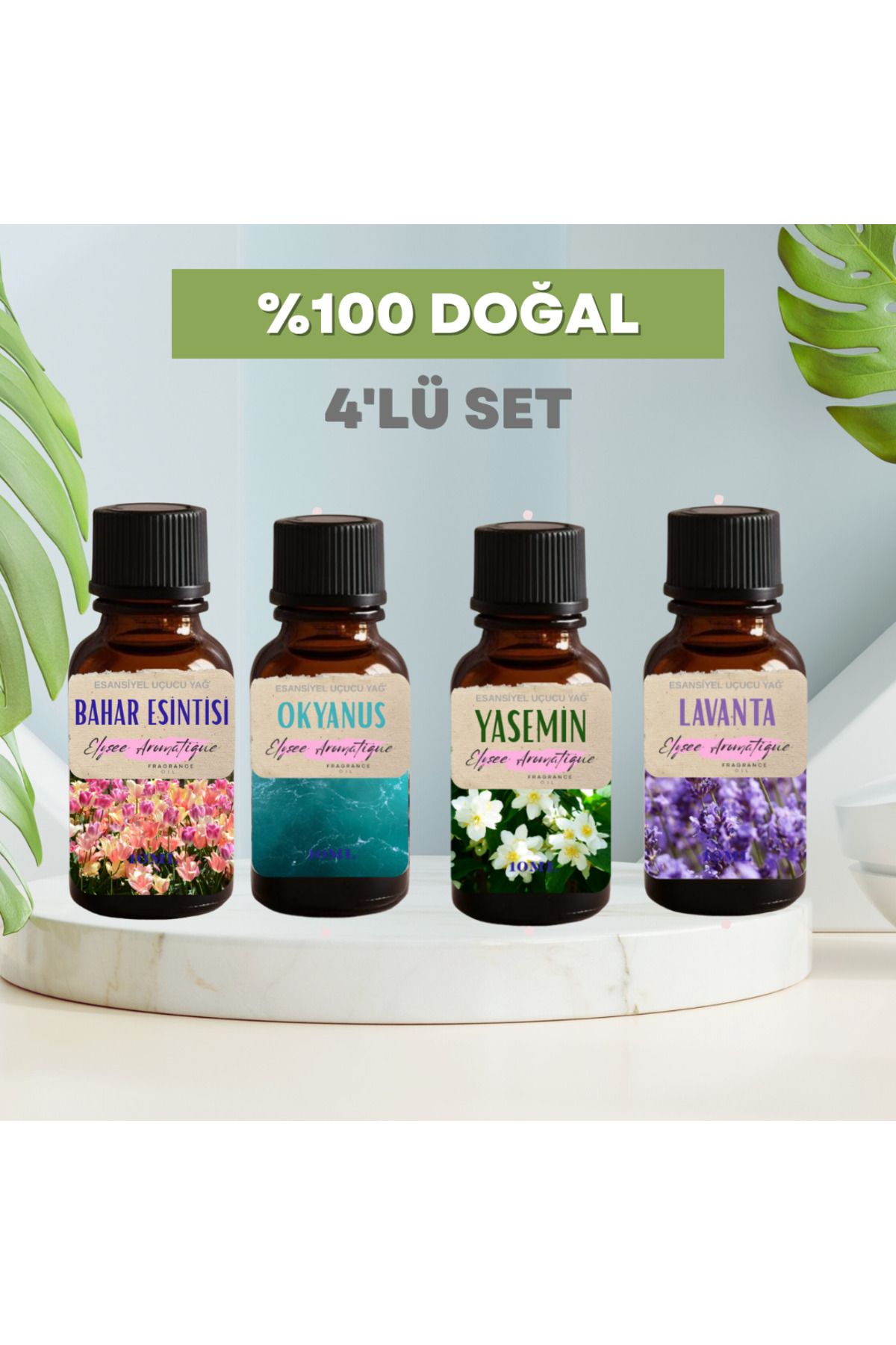 Elysee Aromatique 4'lü Set Esansiyel Uçucu Koku Yağı Difüzör Esansı Buhurdanlık Yağı Aromaterapi Yağı