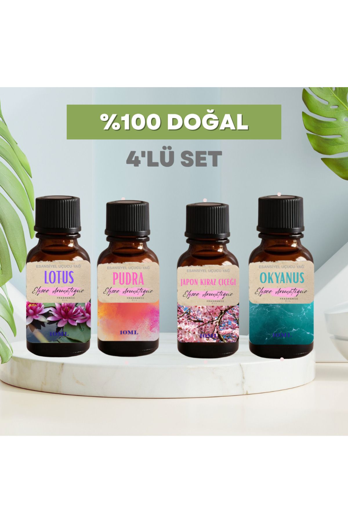 Elysee Aromatique 4'lü Set Esansiyel Uçucu Koku Yağı Difüzör Esansı Buhurdanlık Yağı Aromaterapi Yağı