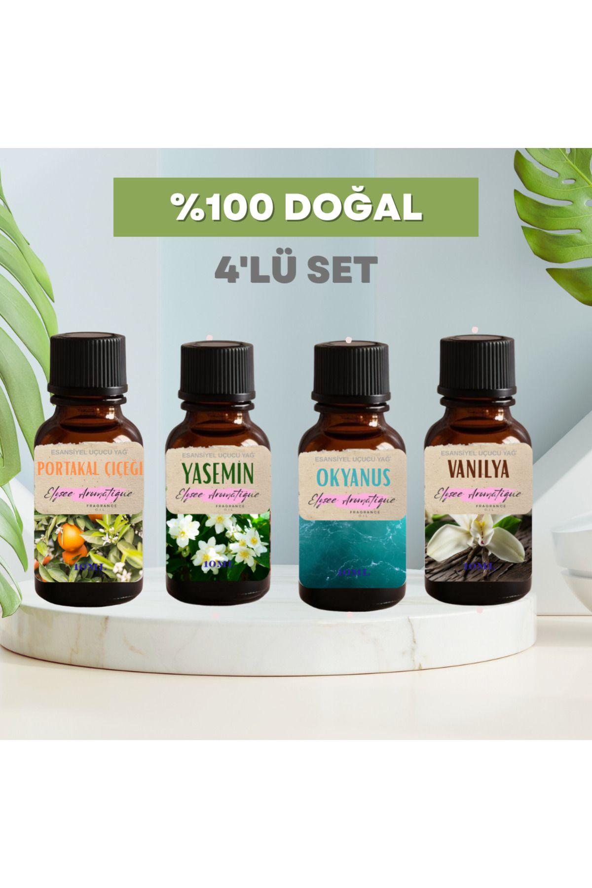 Elysee Aromatique 4'lü Set Esansiyel Uçucu Koku Yağı Difüzör Esansı Buhurdanlık Yağı Aromaterapi Yağı