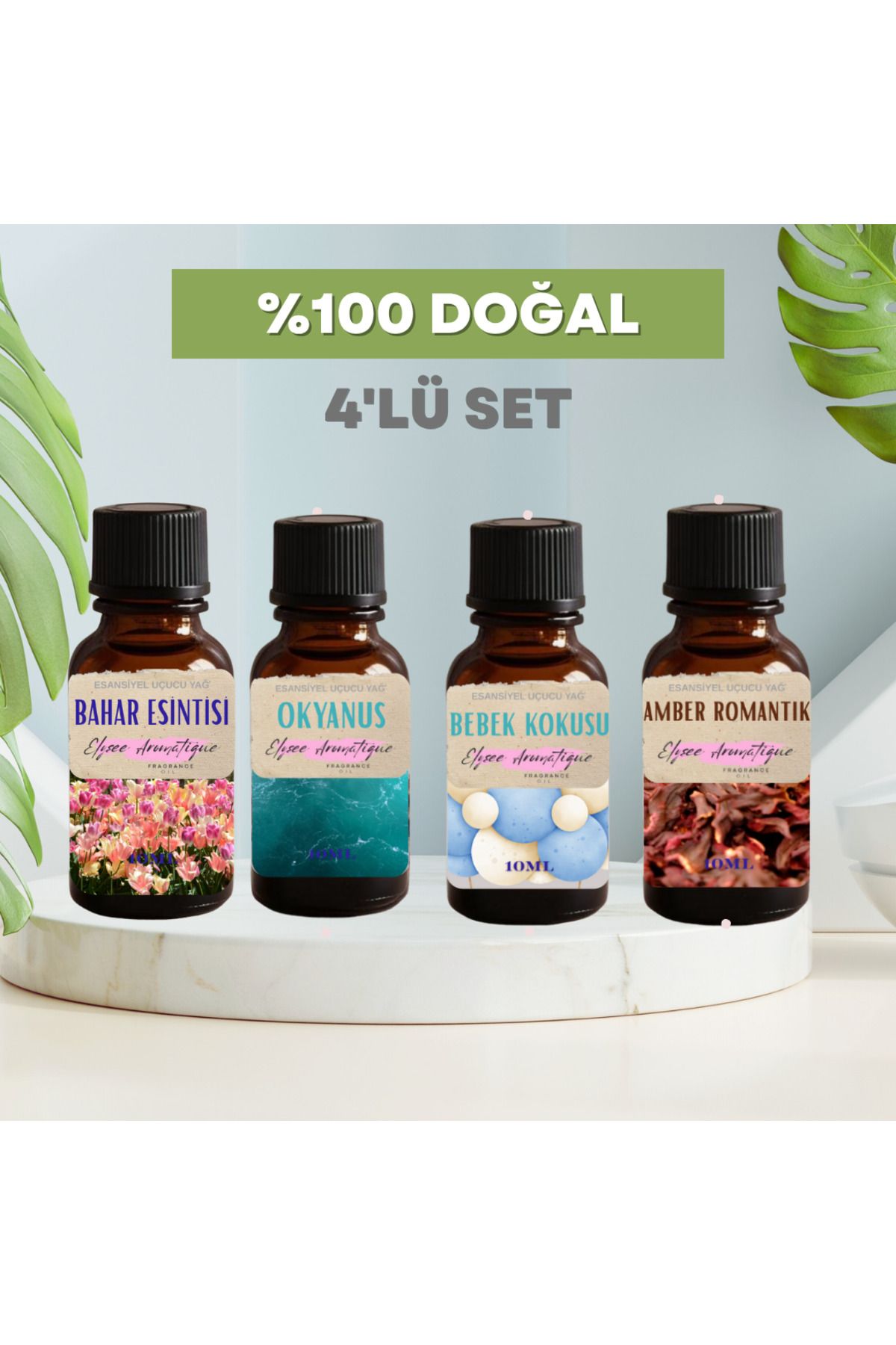 Elysee Aromatique 4'lü Set Esansiyel Uçucu Koku Yağı Difüzör Esansı Buhurdanlık Yağı Aromaterapi Yağı