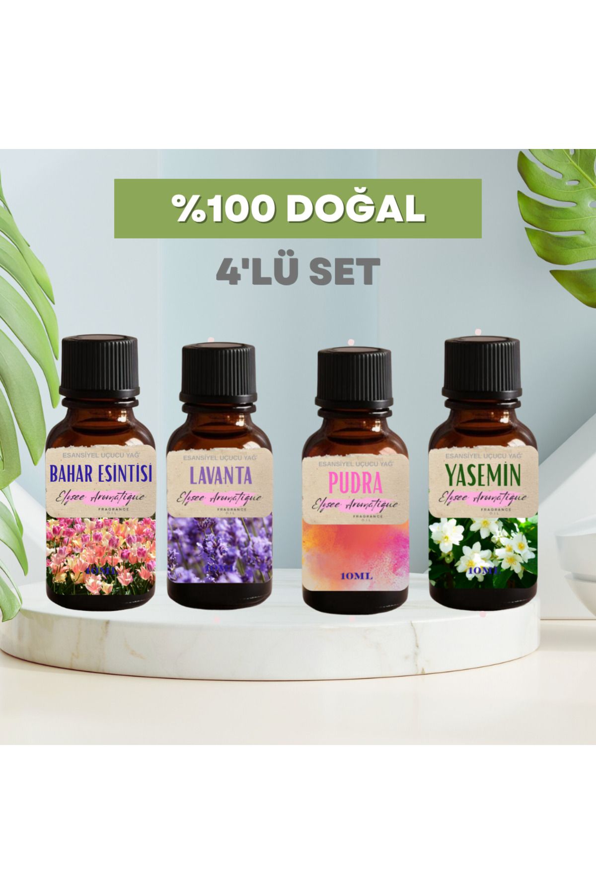 Elysee Aromatique 4'lü Set Esansiyel Uçucu Koku Yağı Difüzör Esansı Buhurdanlık Yağı Aromaterapi Yağı