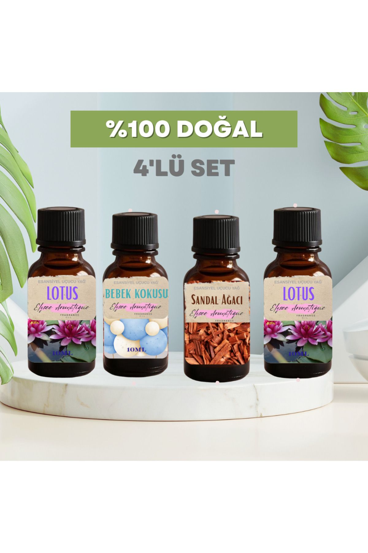 Elysee Aromatique 4'lü Set Esansiyel Uçucu Koku Yağı Difüzör Esansı Buhurdanlık Yağı Aromaterapi Yağı