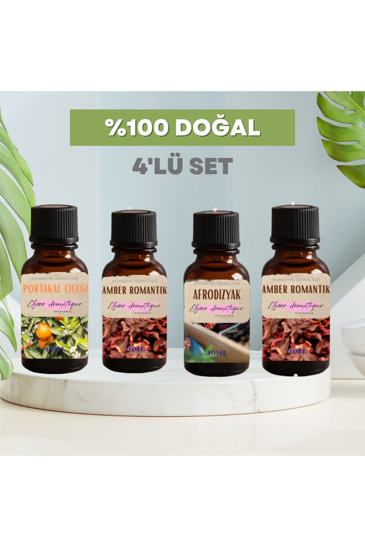 Elysee Aromatique 4'lü Set Esansiyel Uçucu Koku Yağı Difüzör Esansı Buhurdanlık Yağı Aromaterapi Yağı