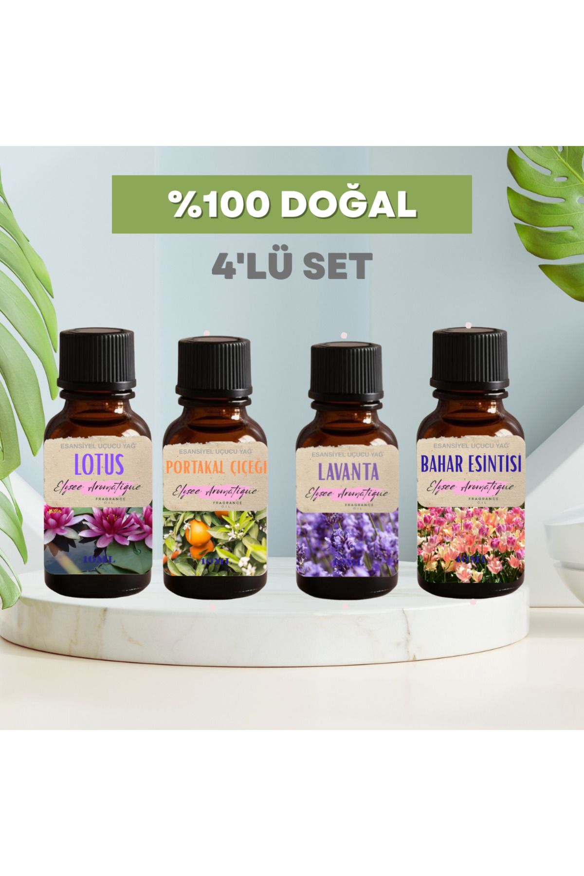 Elysee Aromatique 4'lü Set Esansiyel Uçucu Koku Yağı Difüzör Esansı Buhurdanlık Yağı Aromaterapi Yağı