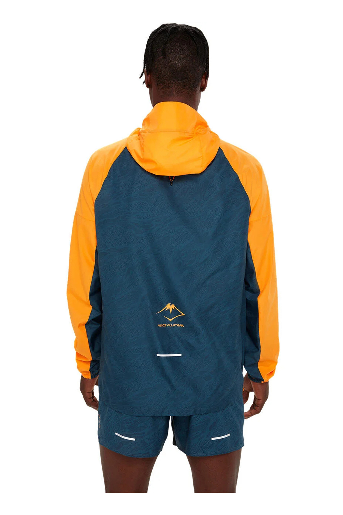 Asics 2011C991-800FUJITRAIL PACKABLE WIND Turuncu Erkek Kapüşon Yaka Regular Fit Desenli Rüzgarlık görsel 7
