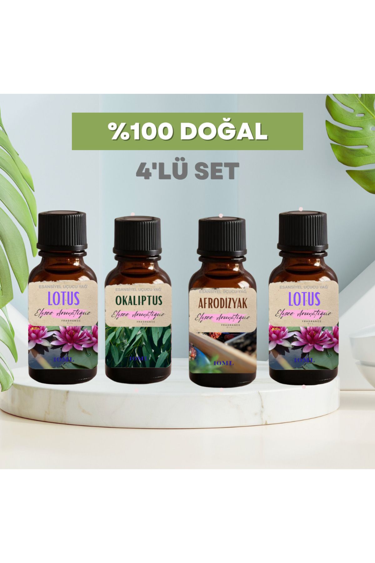Elysee Aromatique 4'lü Set Esansiyel Uçucu Koku Yağı Difüzör Esansı Buhurdanlık Yağı Aromaterapi Yağı