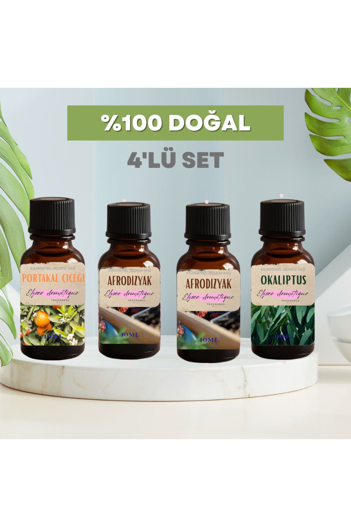 Elysee Aromatique 4'lü Set Esansiyel Uçucu Koku Yağı Difüzör Esansı Buhurdanlık Yağı Aromaterapi Yağı