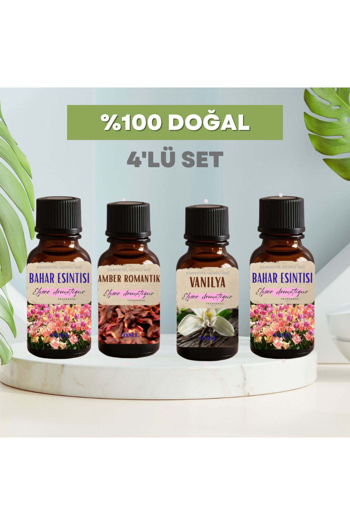 Elysee Aromatique 4'lü Set Esansiyel Uçucu Koku Yağı Difüzör Esansı Buhurdanlık Yağı Aromaterapi Yağı
