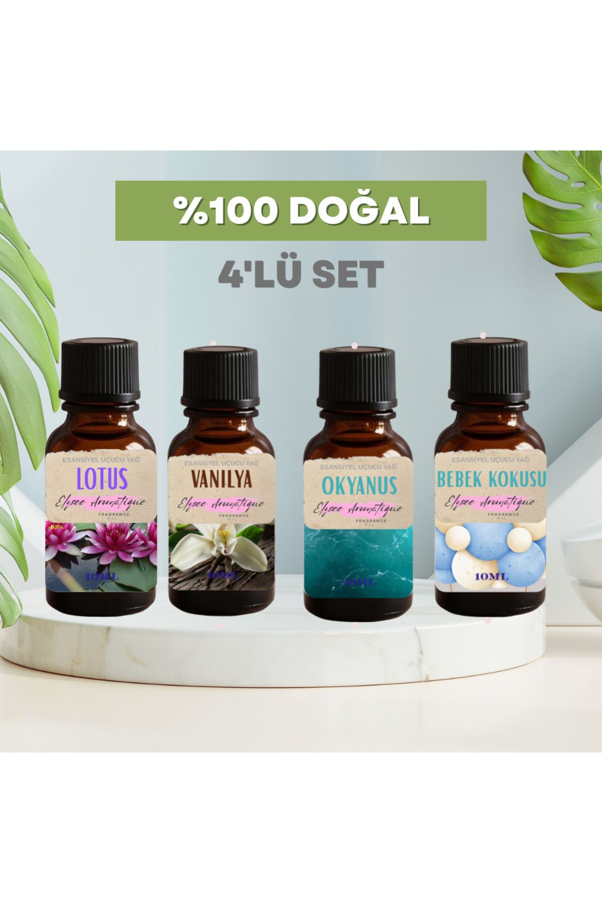 Elysee Aromatique 4'lü Set Esansiyel Uçucu Koku Yağı Difüzör Esansı Buhurdanlık Yağı Aromaterapi Yağı