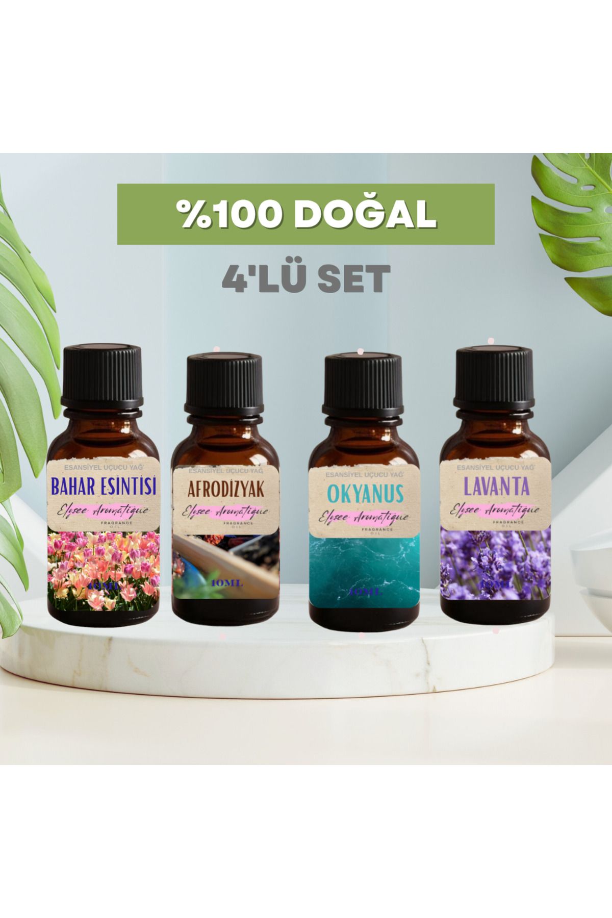 Elysee Aromatique 4'lü Set Esansiyel Uçucu Koku Yağı Difüzör Esansı Buhurdanlık Yağı Aromaterapi Yağı