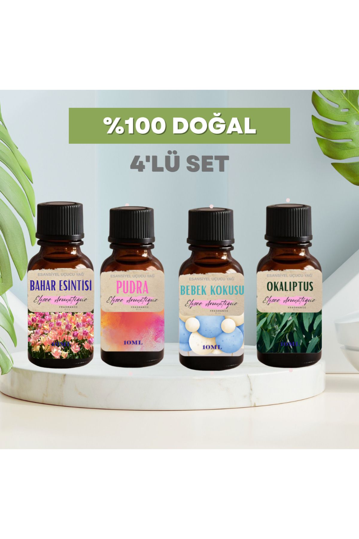 Elysee Aromatique 4'lü Set Esansiyel Uçucu Koku Yağı Difüzör Esansı Buhurdanlık Yağı Aromaterapi Yağı