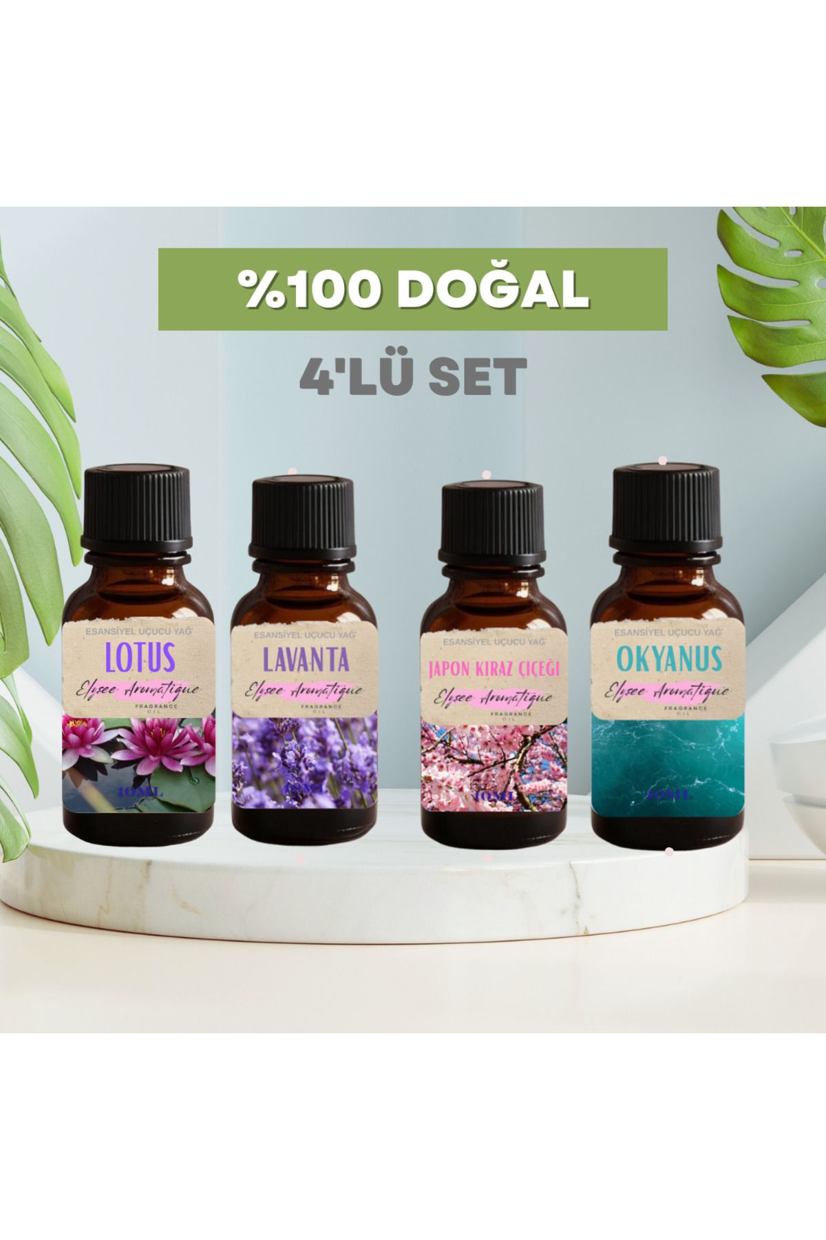 Elysee Aromatique 4'lü Set Esansiyel Uçucu Koku Yağı Difüzör Esansı Buhurdanlık Yağı Aromaterapi Yağı