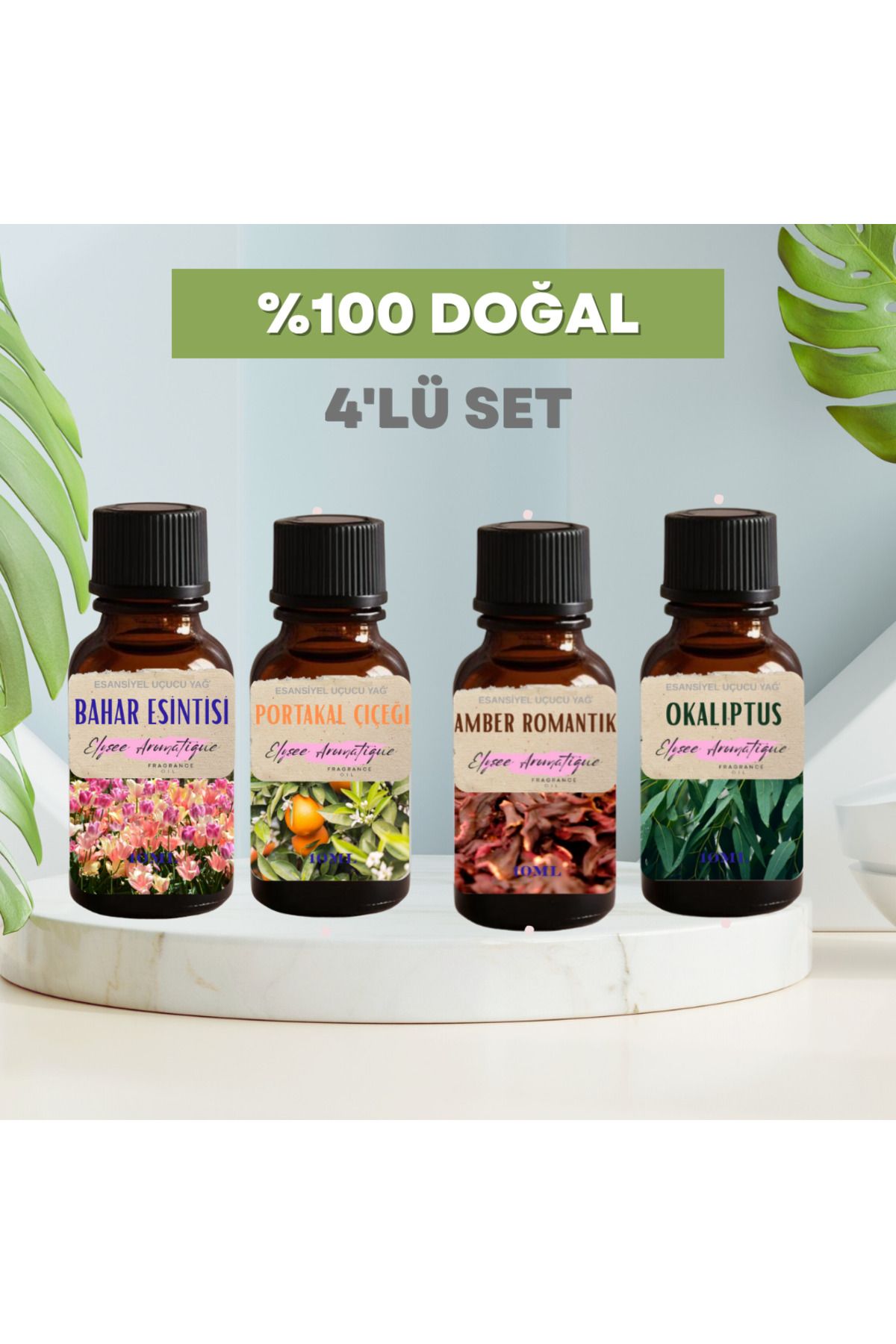Elysee Aromatique 4'lü Set Esansiyel Uçucu Koku Yağı Difüzör Esansı Buhurdanlık Yağı Aromaterapi Yağı