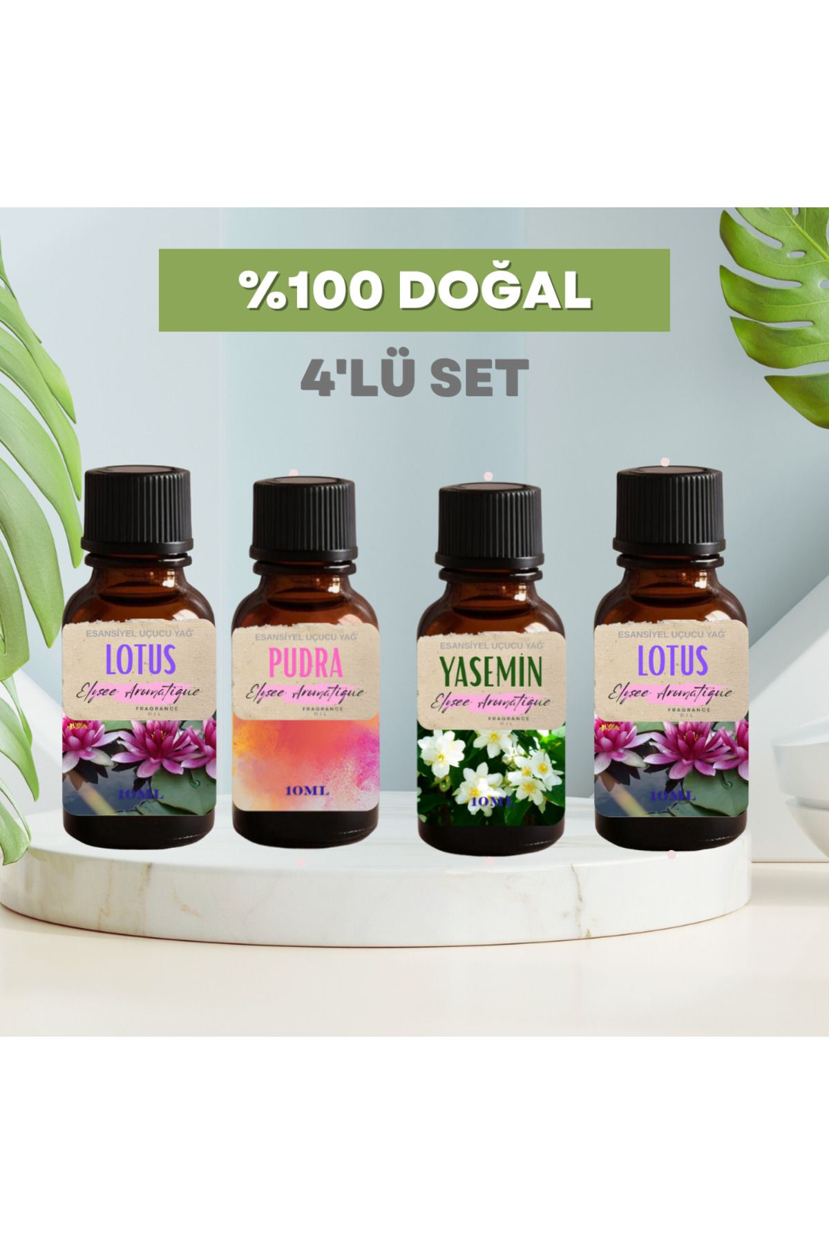 Elysee Aromatique 4'lü Set Esansiyel Uçucu Koku Yağı Difüzör Esansı Buhurdanlık Yağı Aromaterapi Yağı