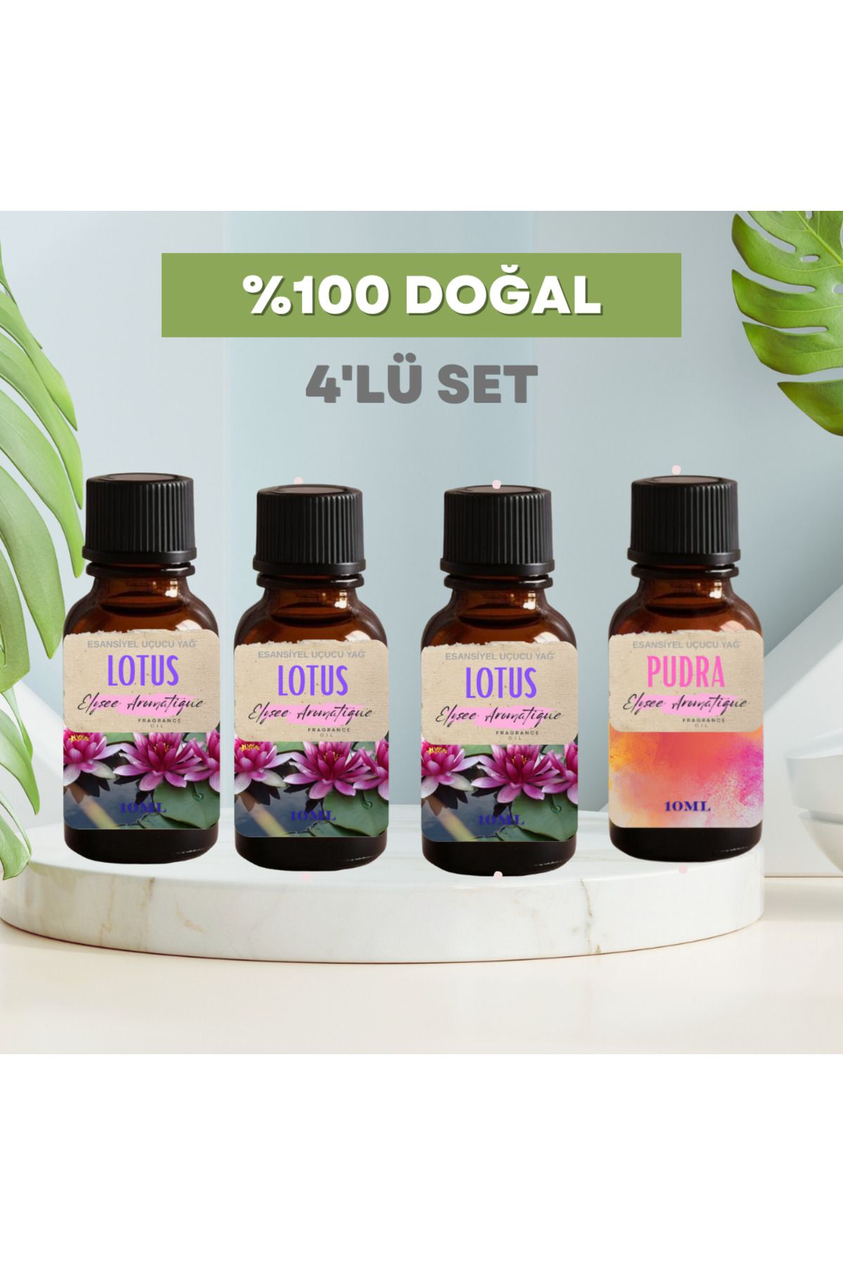 Elysee Aromatique 4'lü Set Esansiyel Uçucu Koku Yağı Difüzör Esansı Buhurdanlık Yağı Aromaterapi Yağı