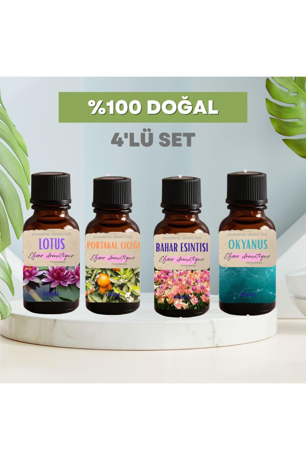 Elysee Aromatique 4'lü Set Esansiyel Uçucu Koku Yağı Difüzör Esansı Buhurdanlık Yağı Aromaterapi Yağı