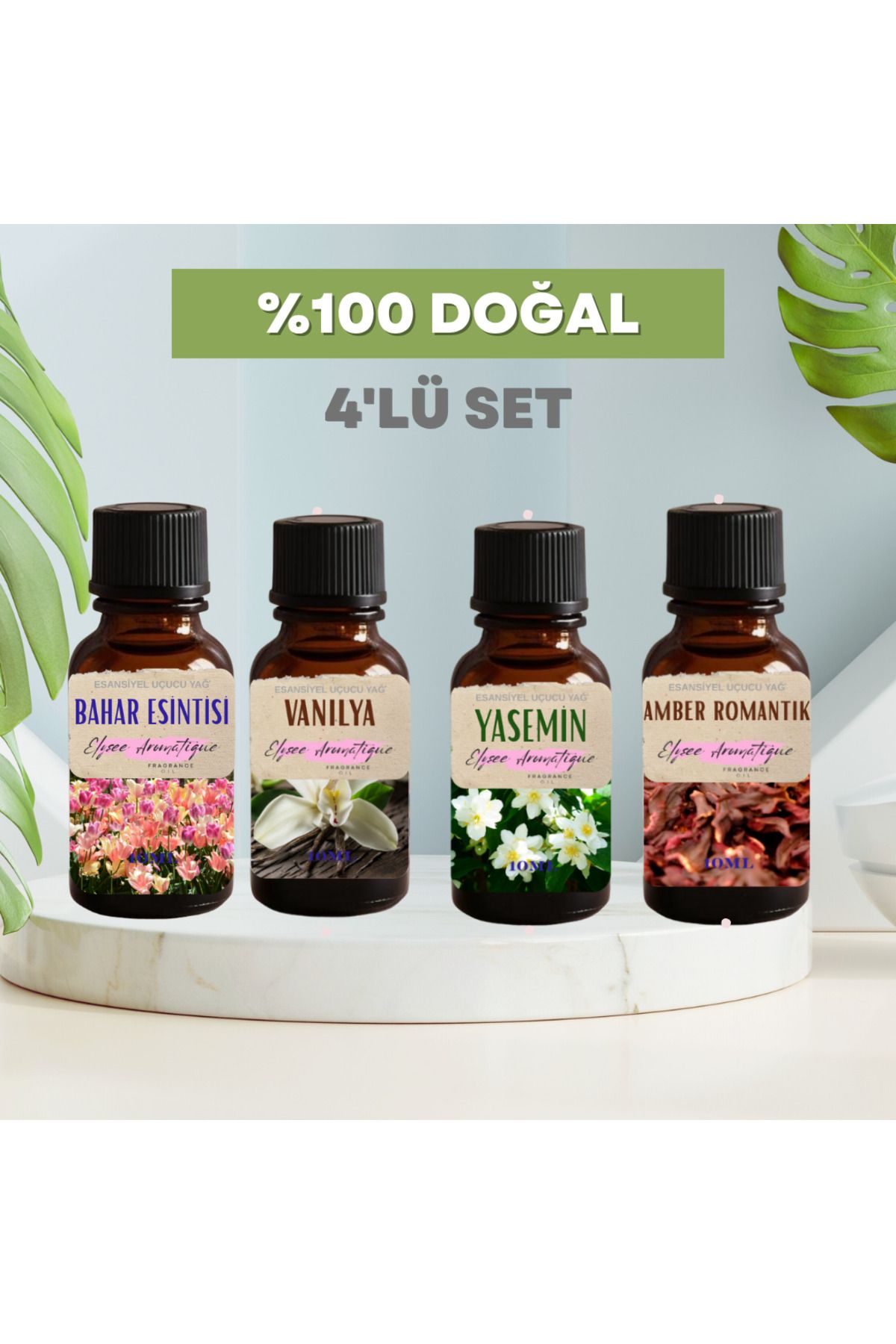 Elysee Aromatique 4'lü Set Esansiyel Uçucu Koku Yağı Difüzör Esansı Buhurdanlık Yağı Aromaterapi Yağı