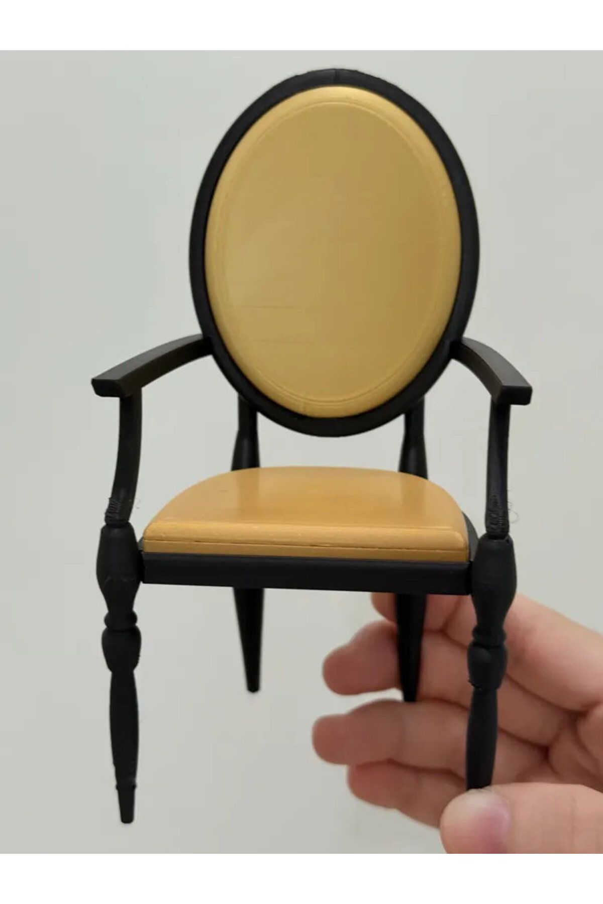 CharmFancy 1/12 Ölçek Zarif Oval Sırtlı Sandalye Minyatür Diorama Eşya Aksesuar Maket