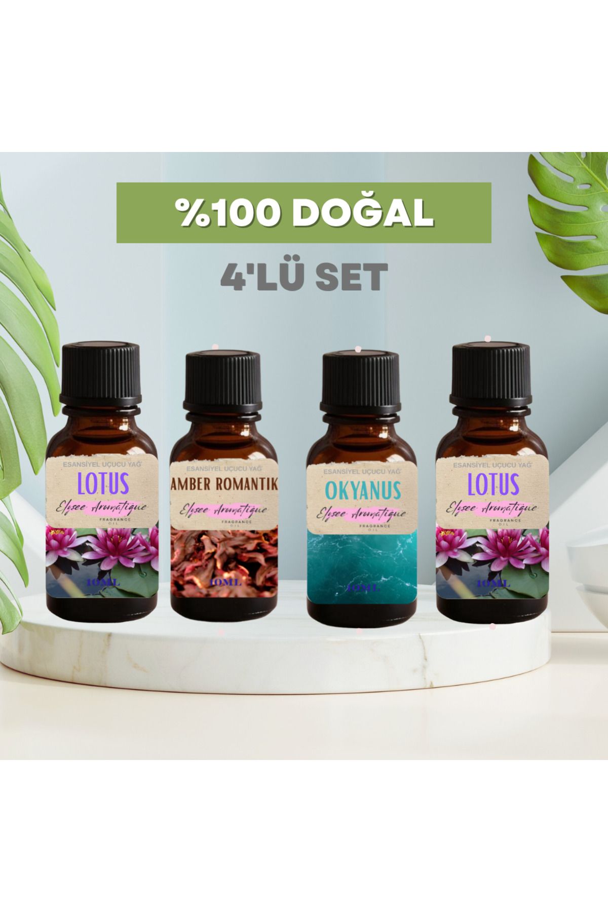 Elysee Aromatique 4'lü Set Esansiyel Uçucu Koku Yağı Difüzör Esansı Buhurdanlık Yağı Aromaterapi Yağı