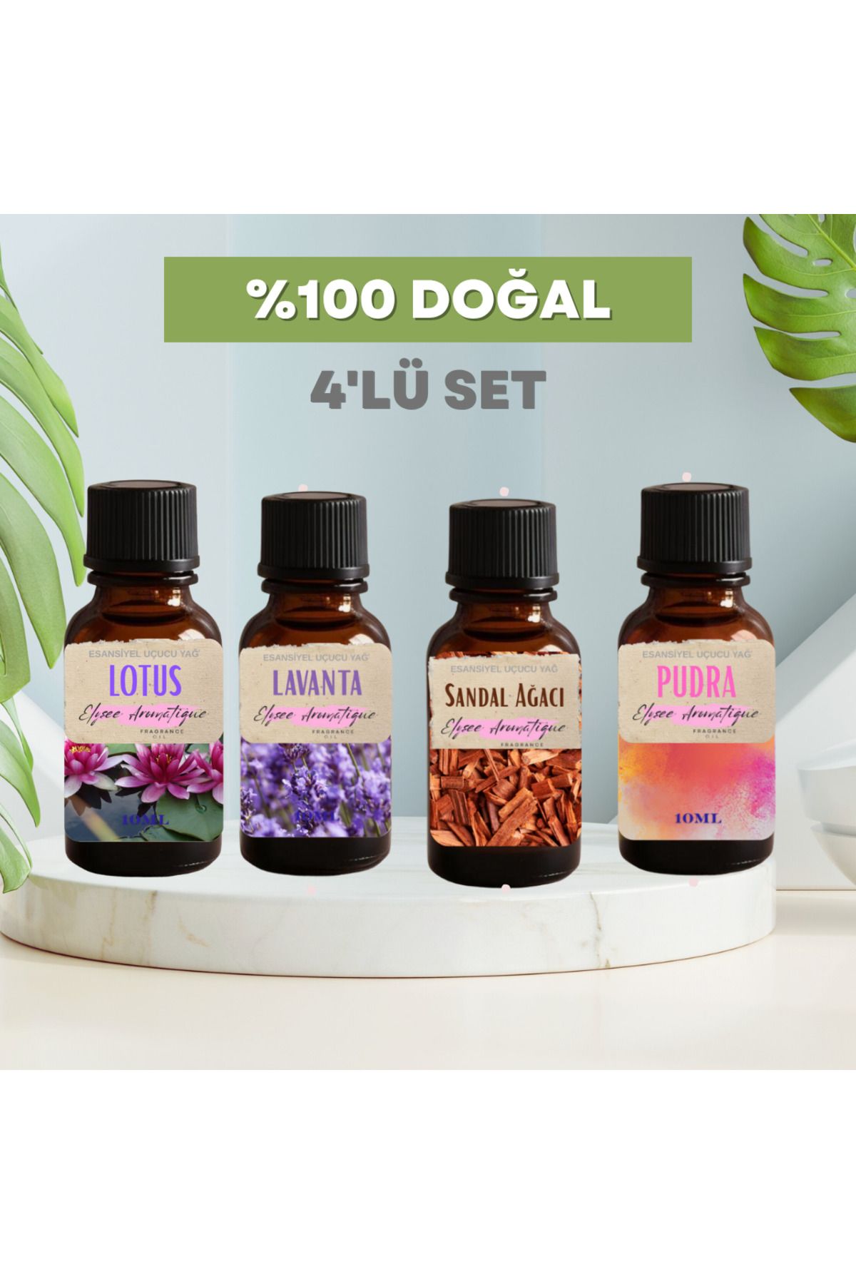 Elysee Aromatique 4'lü Set Esansiyel Uçucu Koku Yağı Difüzör Esansı Buhurdanlık Yağı Aromaterapi Yağı