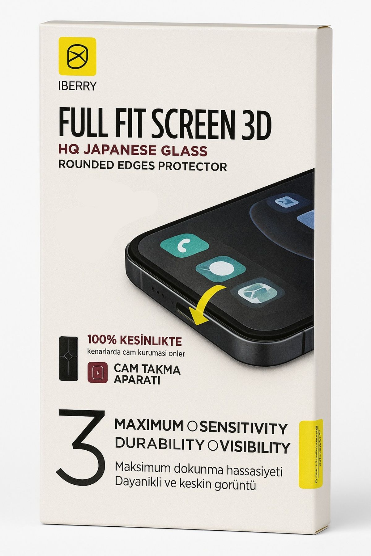İBERRY İBERRY FULL FİT SCREEN 3D EKRAN KORUYUCU CAM - İPHONE 12 PRO MAX