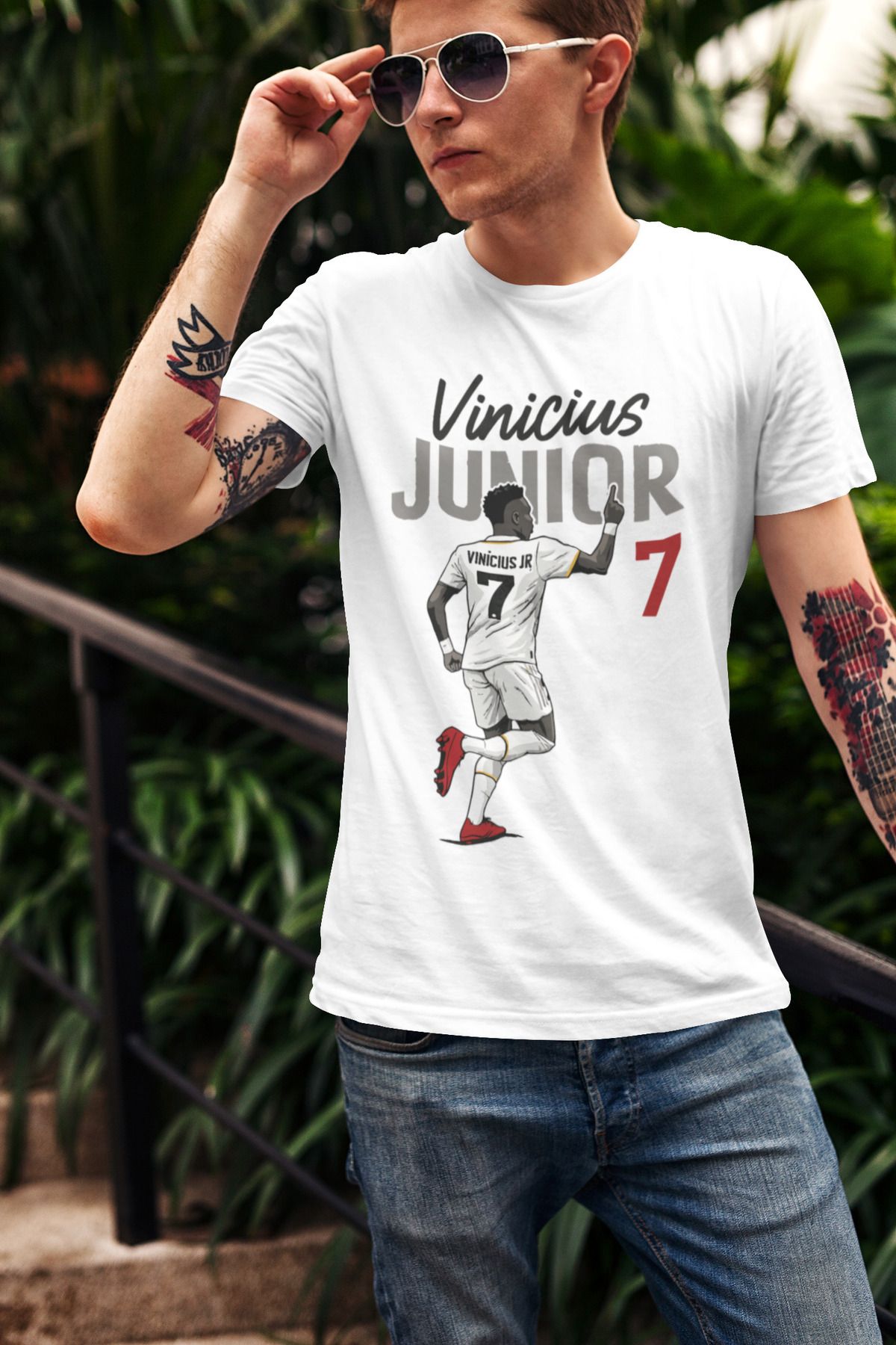 Biy Store Vinicius Junior fotoğraflı futbol forma baskılı unisex kısa kollu erkek tişört kadın t-shirt