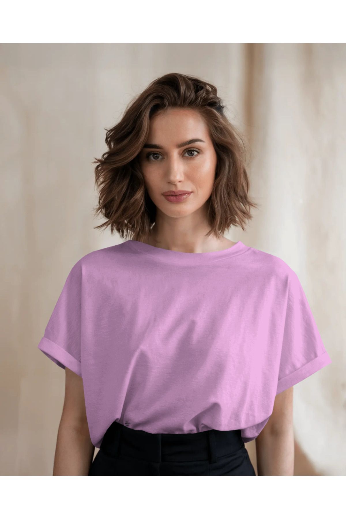 Etoile Studio Unisex Pamuk Bisiklet Yaka Boyfriend Örme Oversize T-shirt