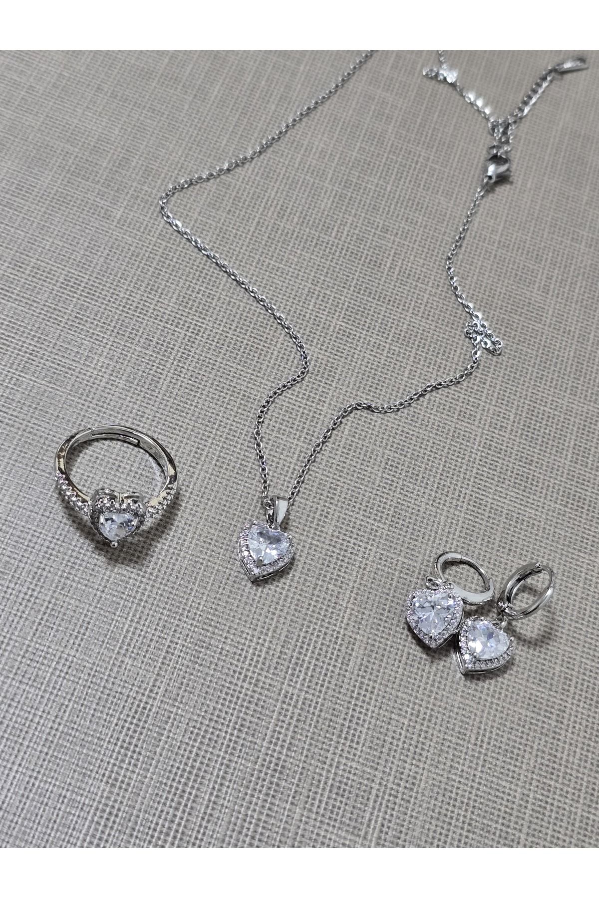 stainles steel Pandora's Çelik Set (Yüzük, Küpe, Kolye)