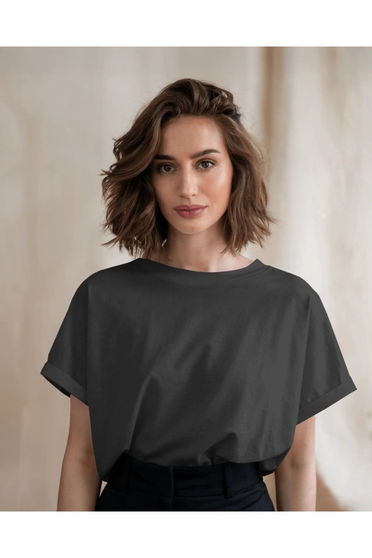 Etoile Studio Unisex Pamuk Bisiklet Yaka Boyfriend Örme Oversize T-shirt