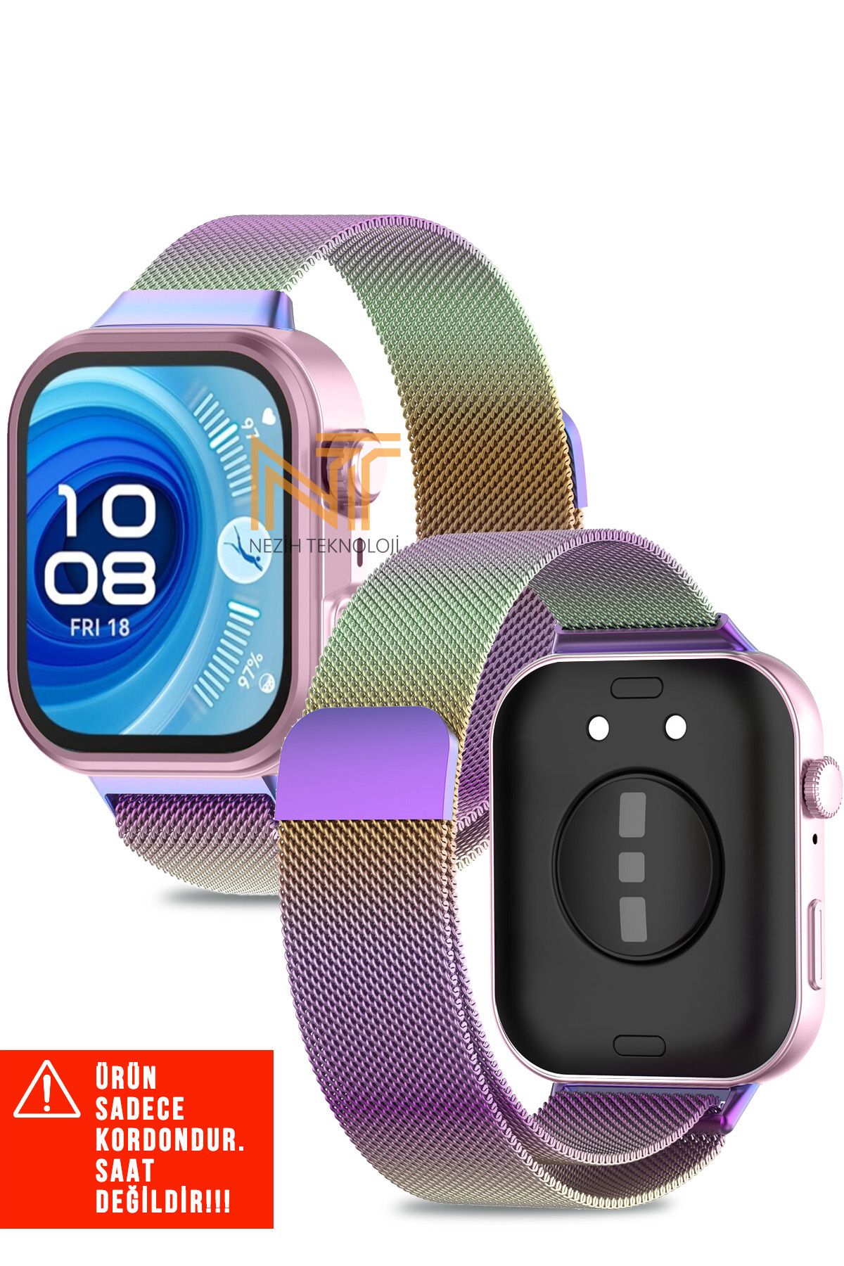 Nezih Case Huawei Watch Fit 4 Pro / Fit 4 Uyumlu Milanese Pratik Magnet Hasır Metal Kordon