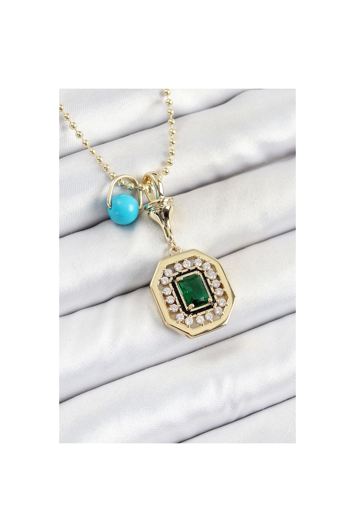 Narnuga Gold Renk Pirinç Zirkon Taşlı Kadın Serenay Kolyesi - TJ-BKO10304
