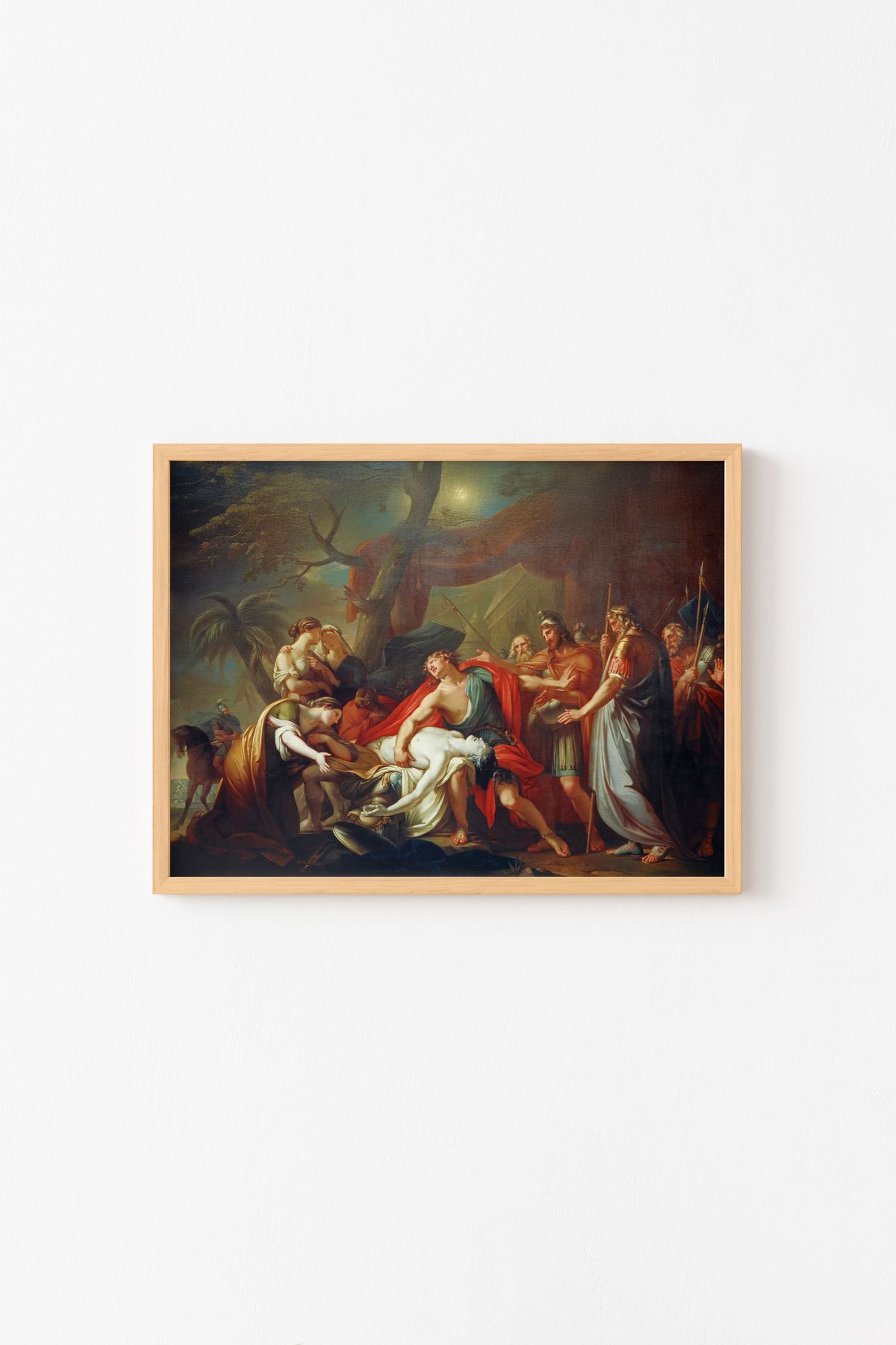epiqart Patroclus'un Ölümüne Ağıt Yakan Aşil - Ahşap Desenli Çerçeve