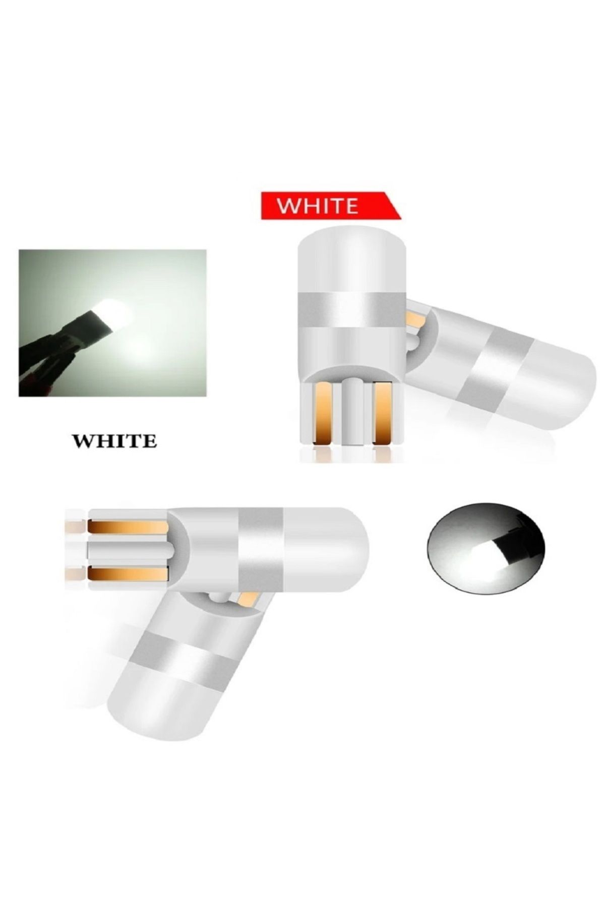 orco (4XADET) 1 SET PROFESSIONAL T10 LED 12V THERMOPLASTIC CERAMIC WHITE DİPSİZ AMPUL