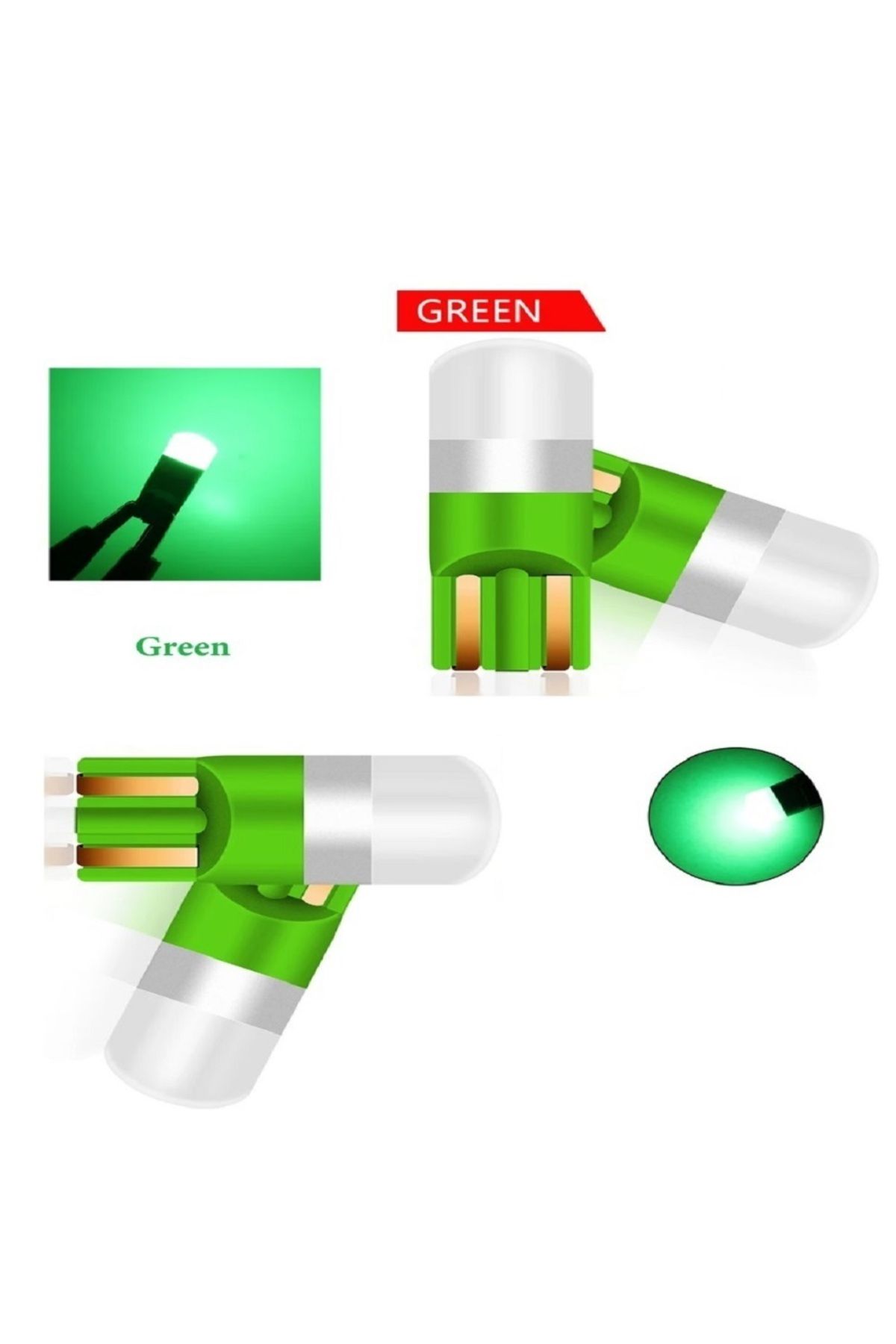 orco (4XADET) 1 SET PROFESSIONAL T10 LED 12V THERMOPLASTIC CERAMIC GREEN DİPSİZ AMPUL