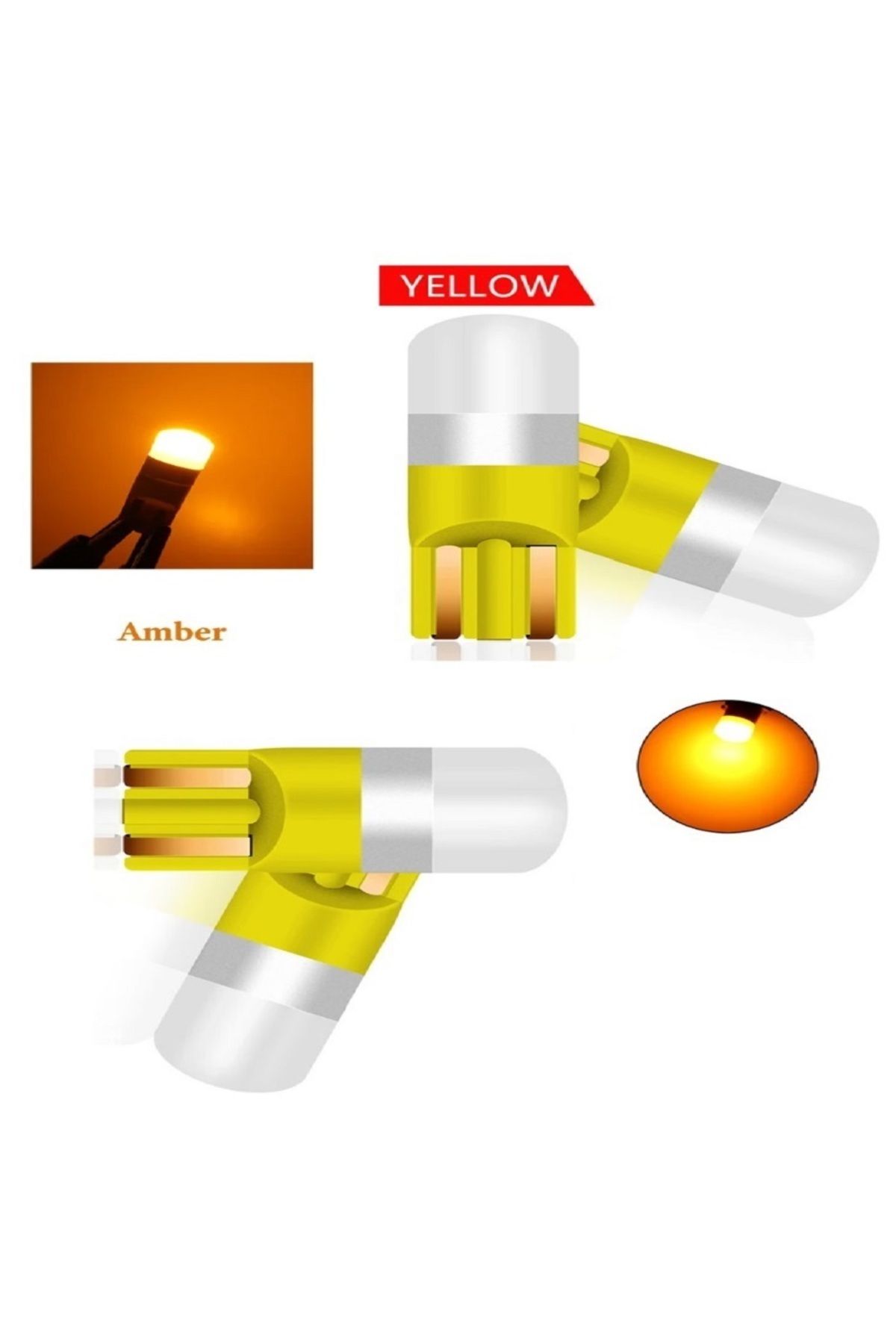 orco (4XADET) 1 SET PROFESSIONAL T10 LED 12V THERMOPLASTIC CERAMIC AMBER DİPSİZ AMPUL