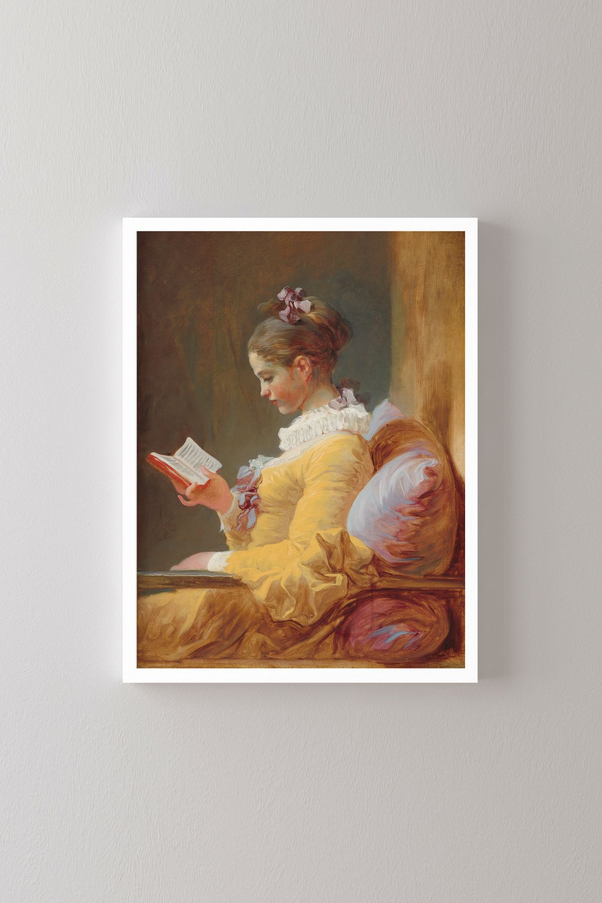 epiqart Kitap Okuyan Kız - Beyaz Çerçeve