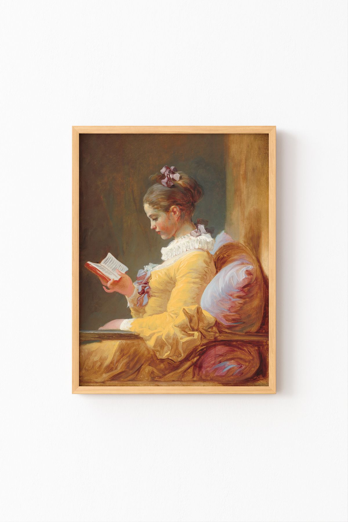 epiqart Kitap Okuyan Kız - Ahşap Desenli Çerçeve