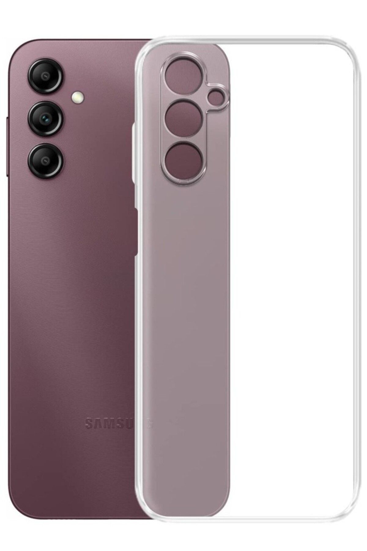 TezMax Samsung Galaxy A14 SM-A145F Uyumlu Kapak Kamera Korumalı Şarj Tıpalı Şeffaf Silikon Kılıf