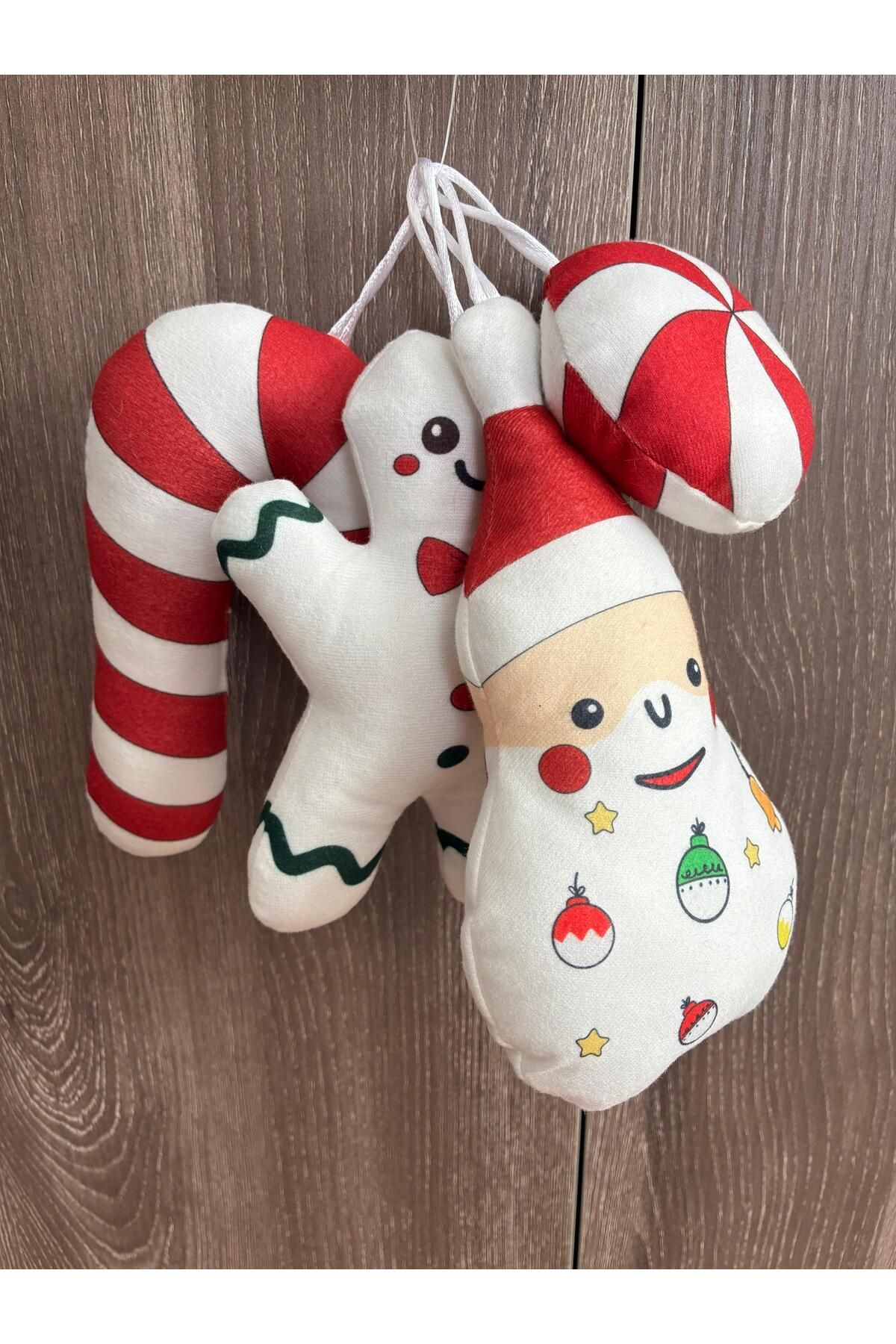 eco sepet 4'lü Yılbaşı Ağaç Süsü Charm Peluş 12 cm