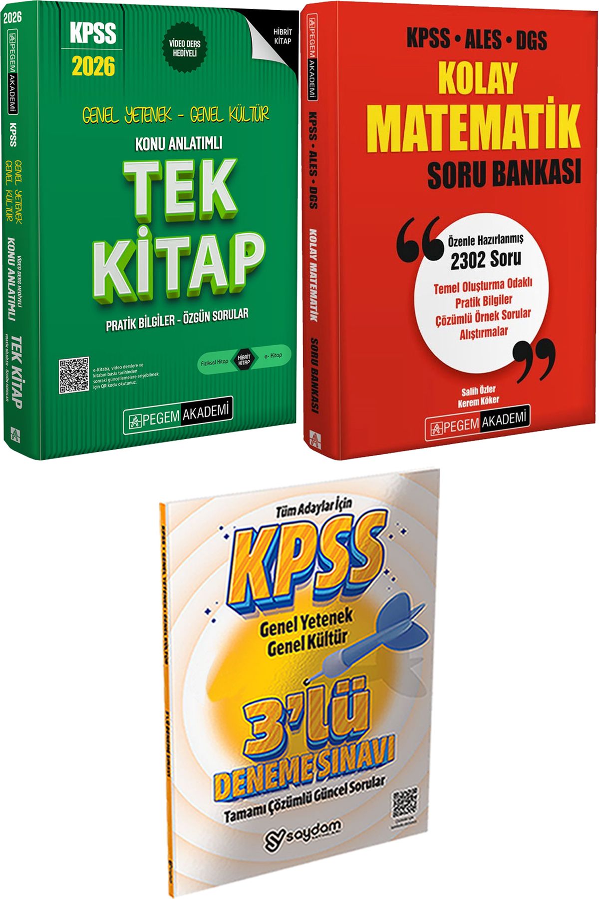 Pegem Akademi Yayıncılık 2026 KPSS Konu Anlatımlı Tek Kitap - Kolay Matematik Soru Bankası + 3 Deneme Hediye