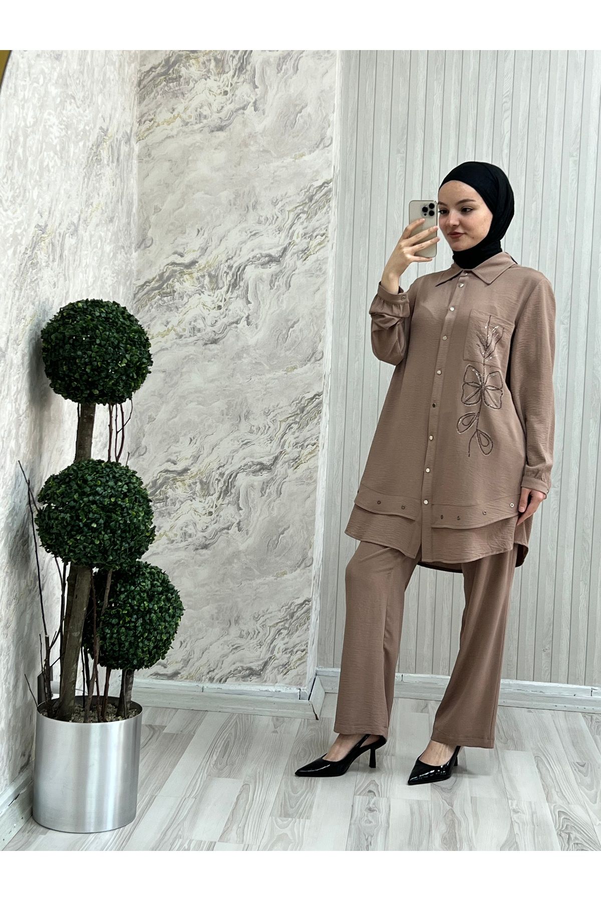 Mkstore MK taş detaylı ikili takım
