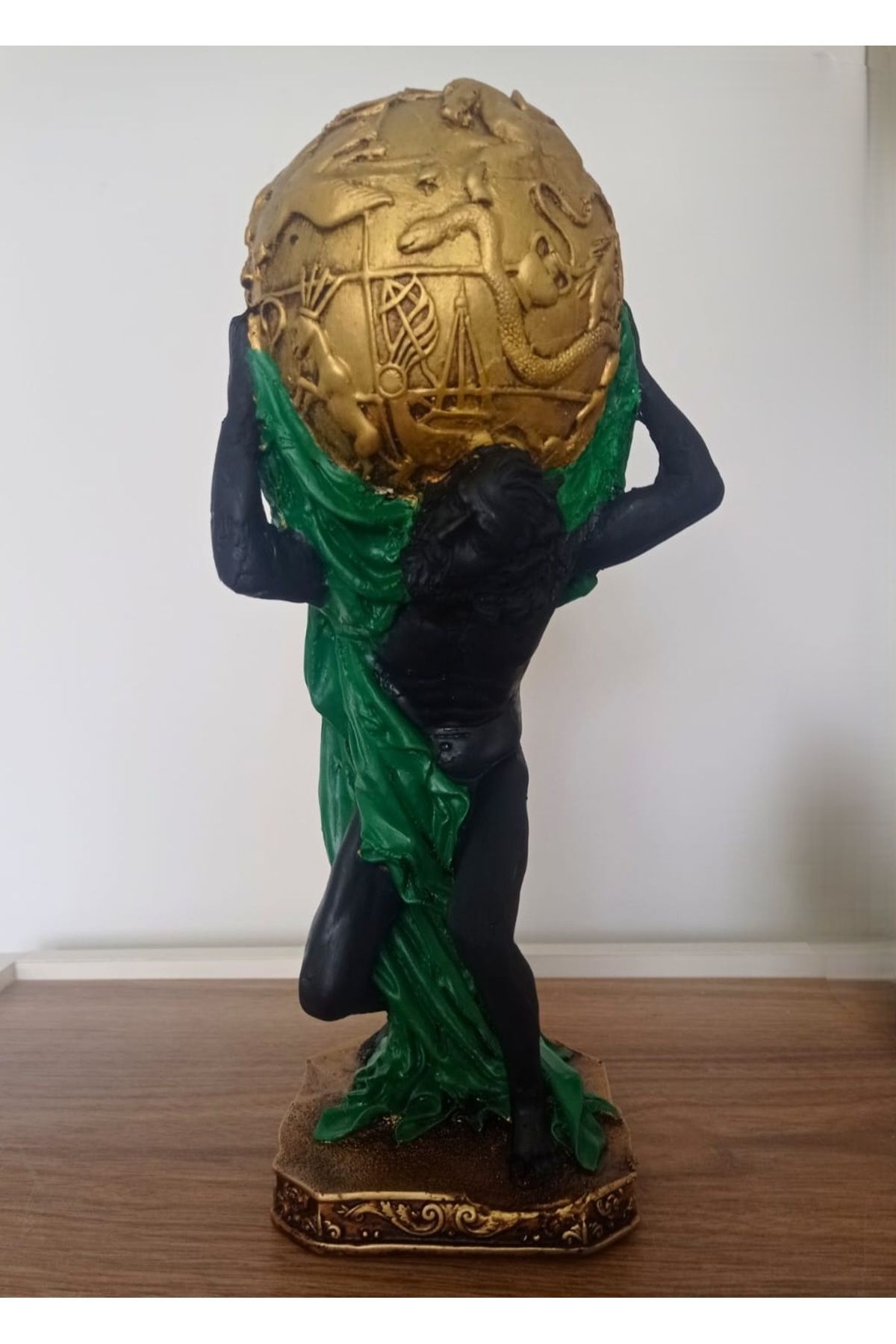Yaratıcı sanatlar atölyesi Büyük Boy Renkli Atlas Heykel Dekoratif Mitolojik Biblo 30 CM