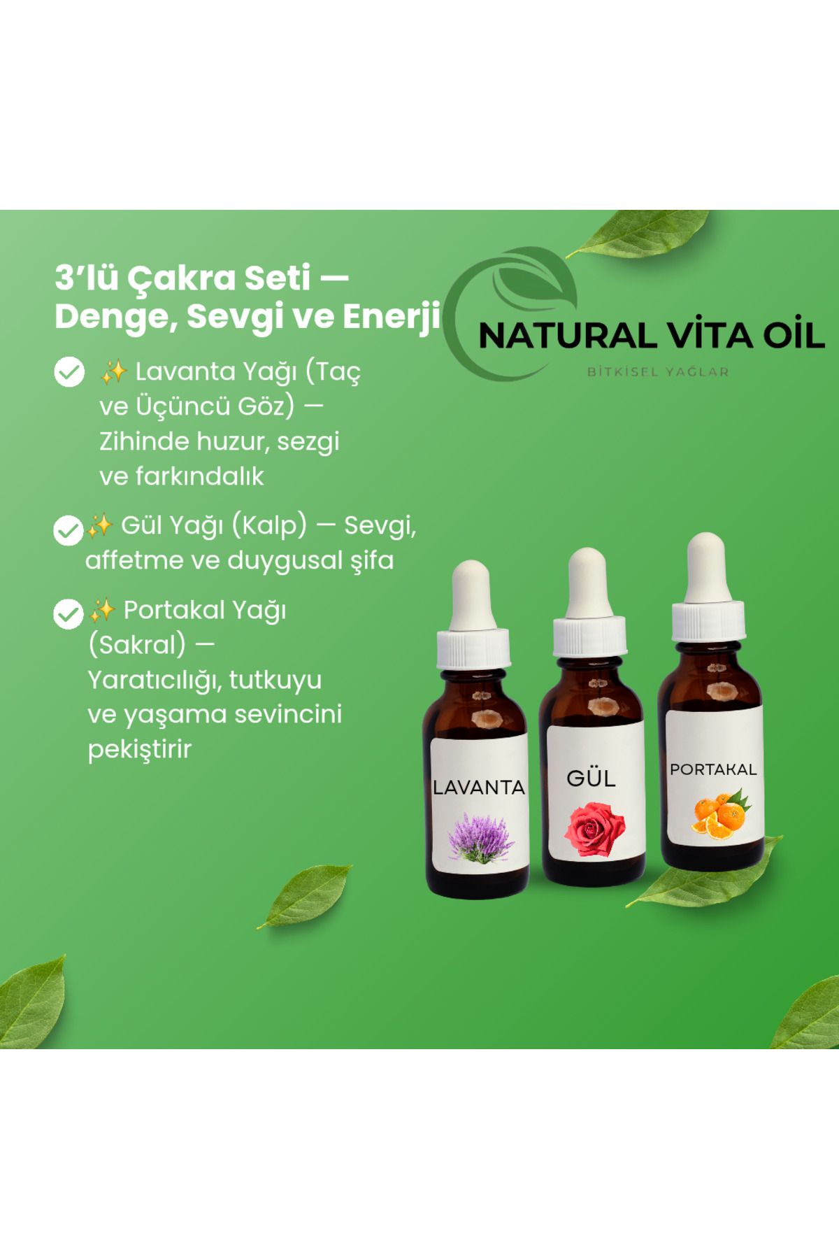 vita 3'lü Çakra Seti-Denge-Sevgi-Enerji 10ML