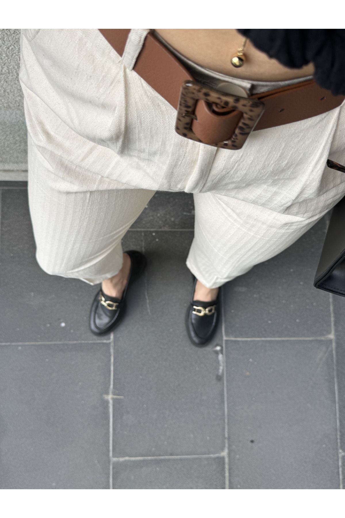 Bak'ap-Carrot Cut Linen Trousers with Elastic Waist Belt 4