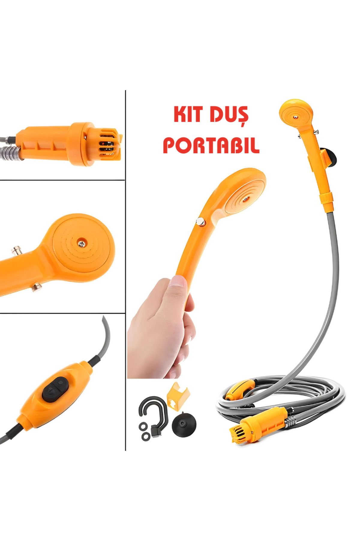 Generic-APF Portable Shower Kit for Travel with Electric Pump and 12V Car Cigarette Lighter Power 8