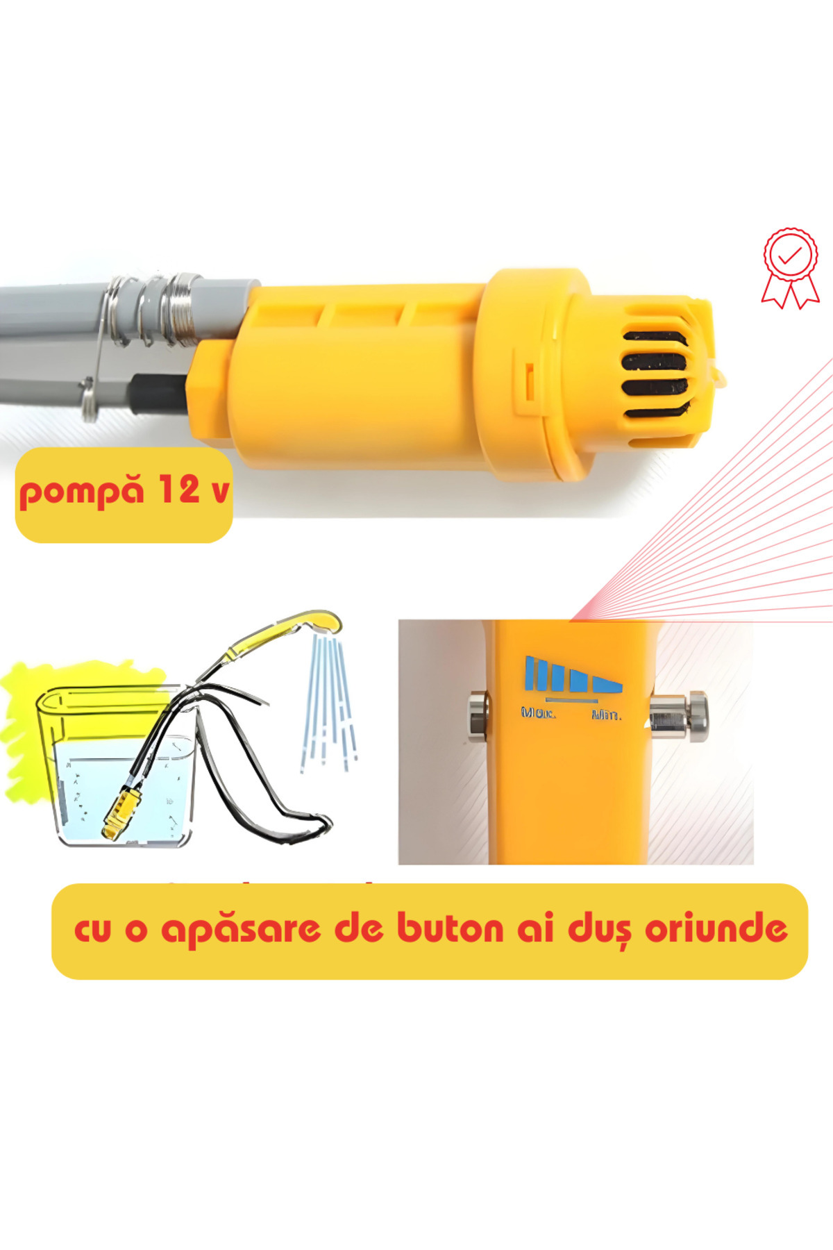 Generic-APF Portable Shower Kit for Travel with Electric Pump and 12V Car Cigarette Lighter Power 6