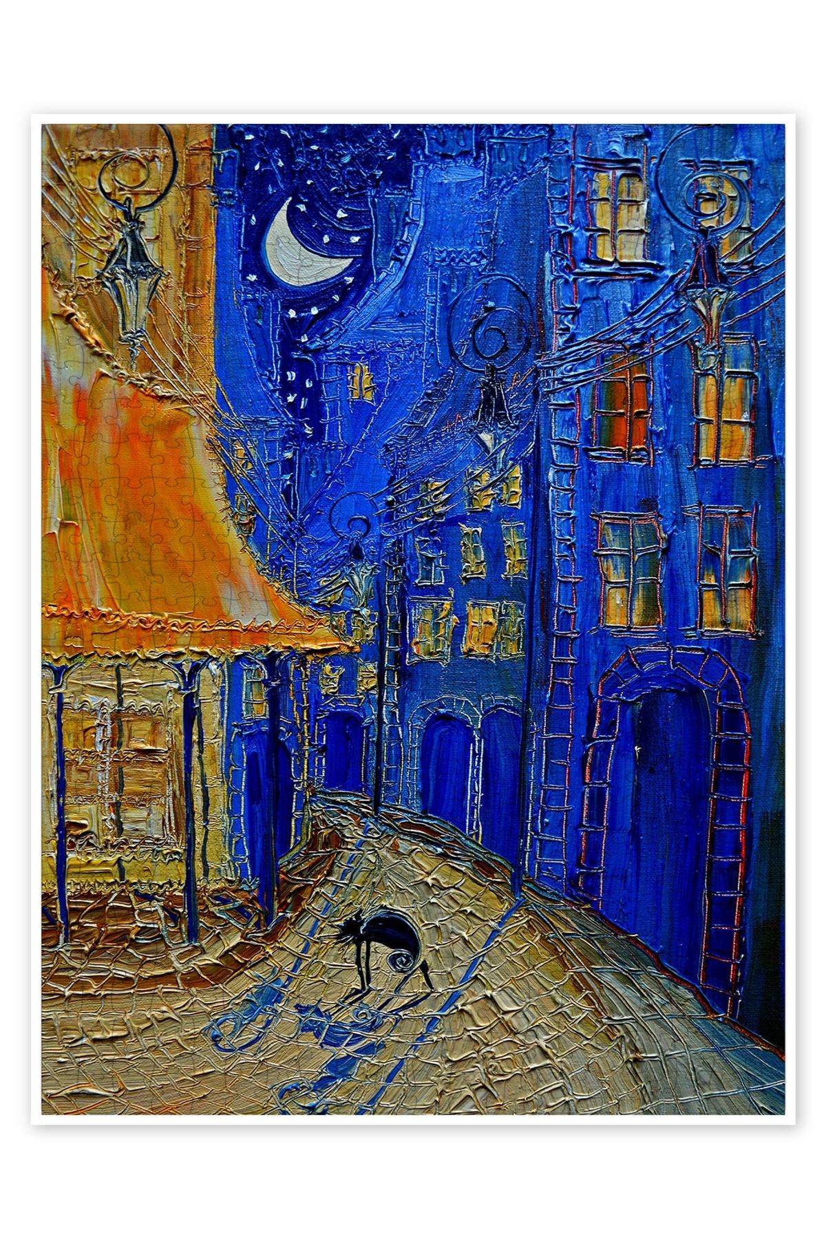 Jeronkarji Gece Kedisi 500 Parça Puzzle Yapboz Kedi Köpek Temalı Doğa ve Orman Hayvanları