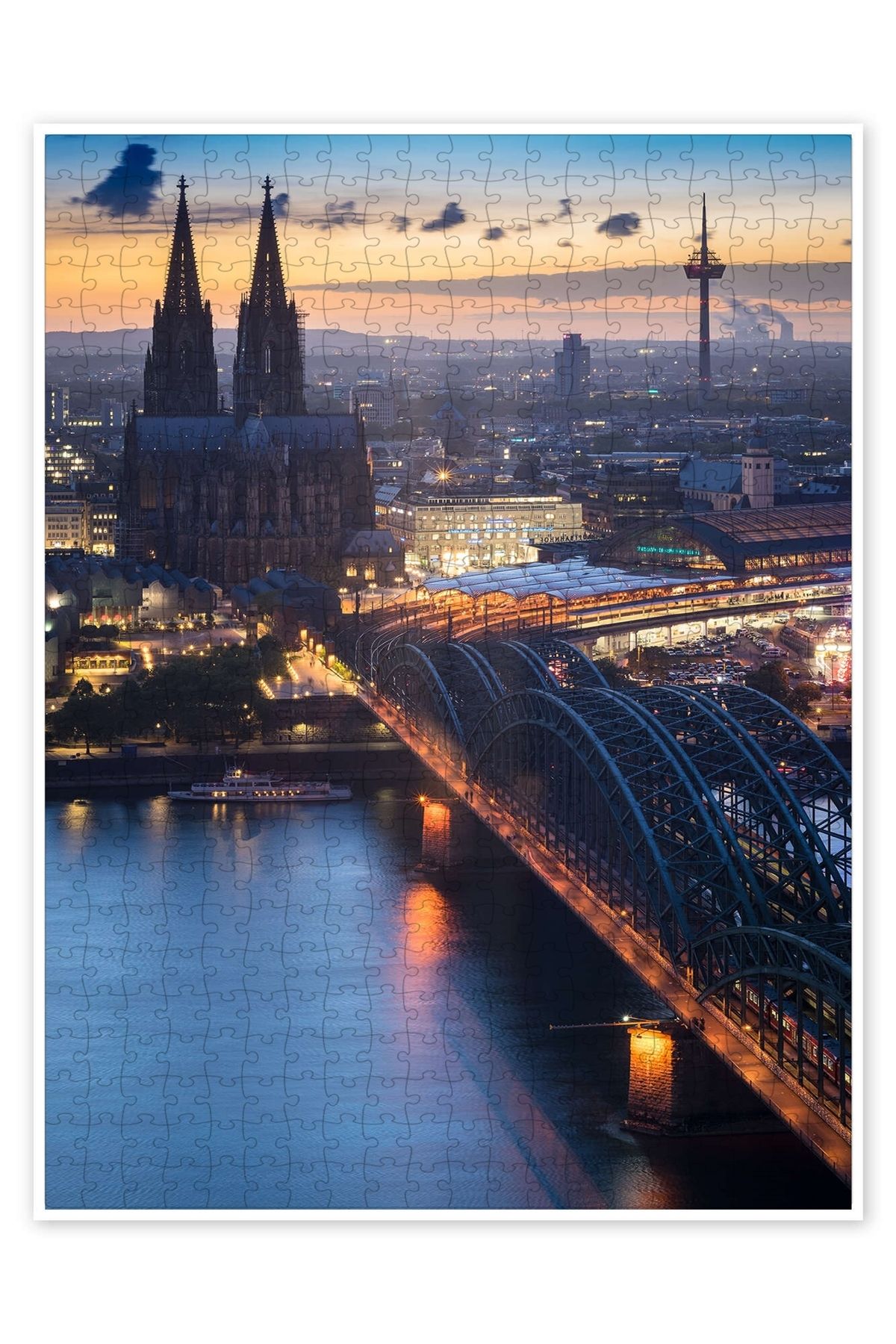 Jeronkarji Köln'de Akşam 500 Parça Puzzle Yapboz Şehir Manzara Temalı Hobilik
