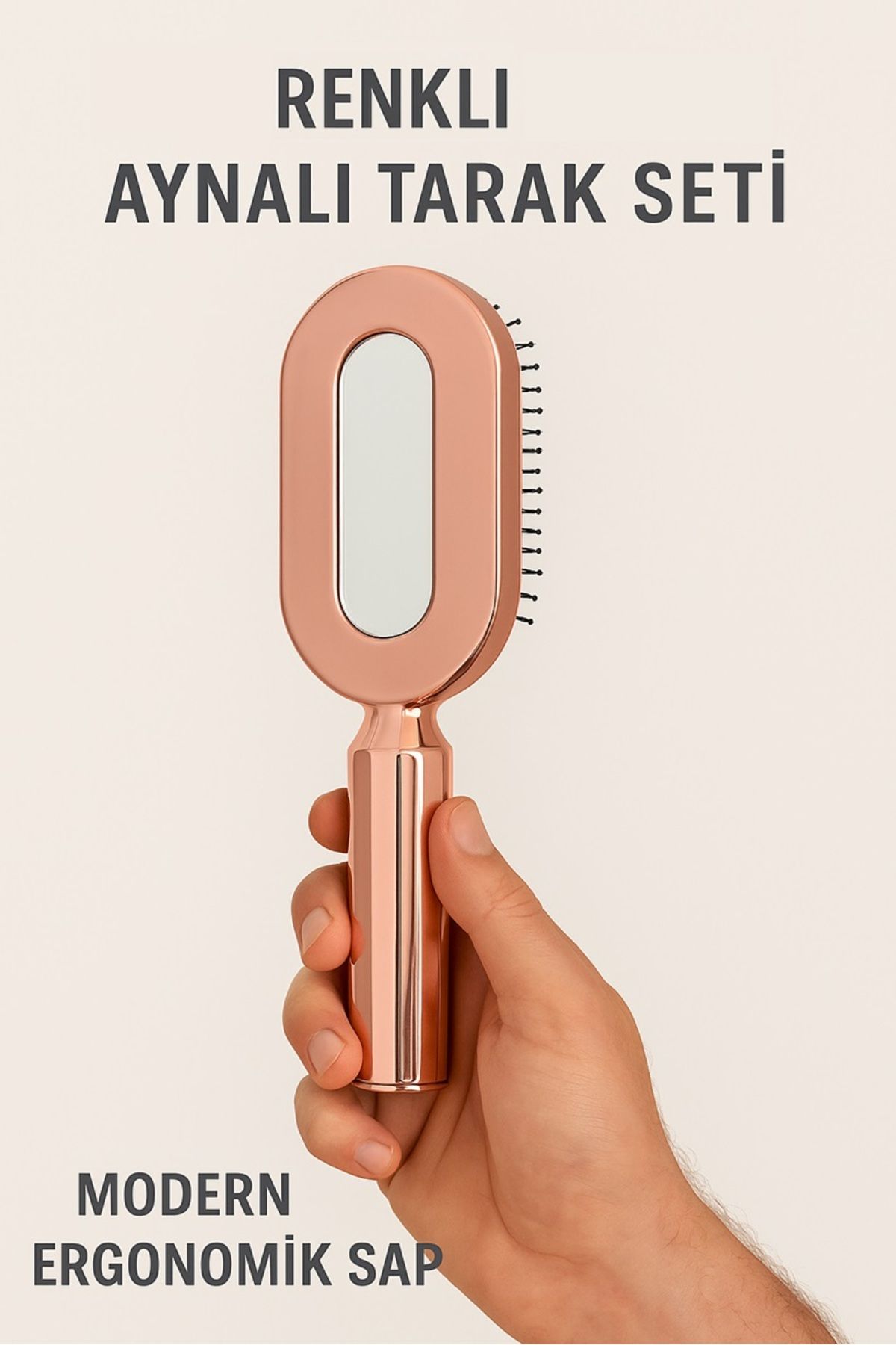 keyfisepet en keyifli sepet Saç Açma Fırçası – Oval Masajlı Tarak Aynalı Ergonomik Sap
